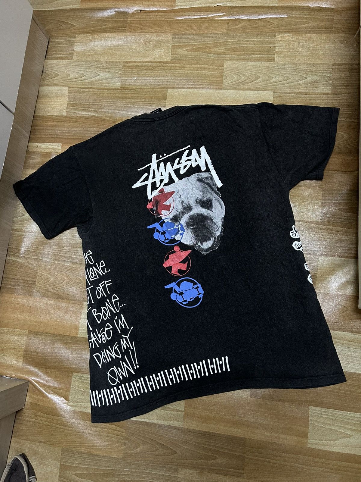 Image of Stussy Livin XL Bulldog Tee in Black, Men's