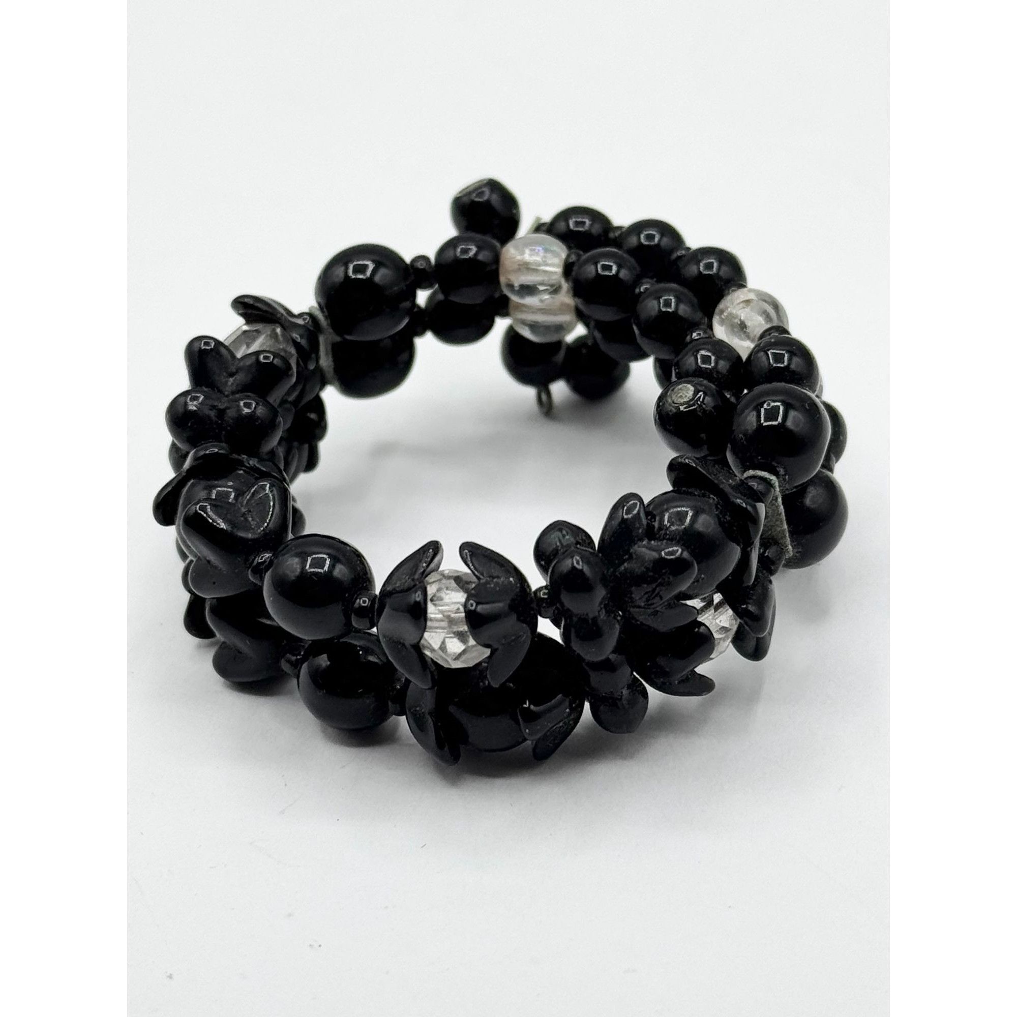 Vintage Vintage black glass beaded cuff bracelet Size ONE SIZE - 2 Thumbnail