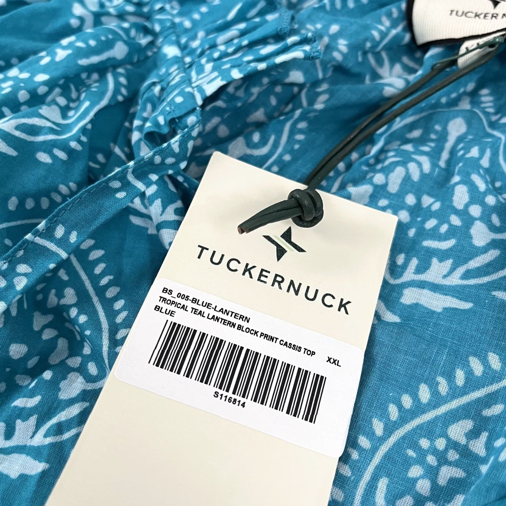 Vintage Tuckernuck Blouse Women’s 2XL Tropical Teal Blue Ruffled Casual Top Size XXL / US 16-18 / IT 52-54 - 4 Thumbnail