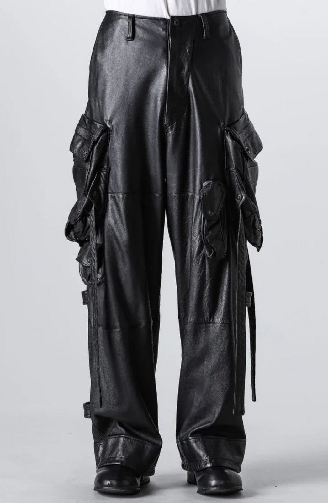 Julius Leather Wide Gas Mask Cargo Pants