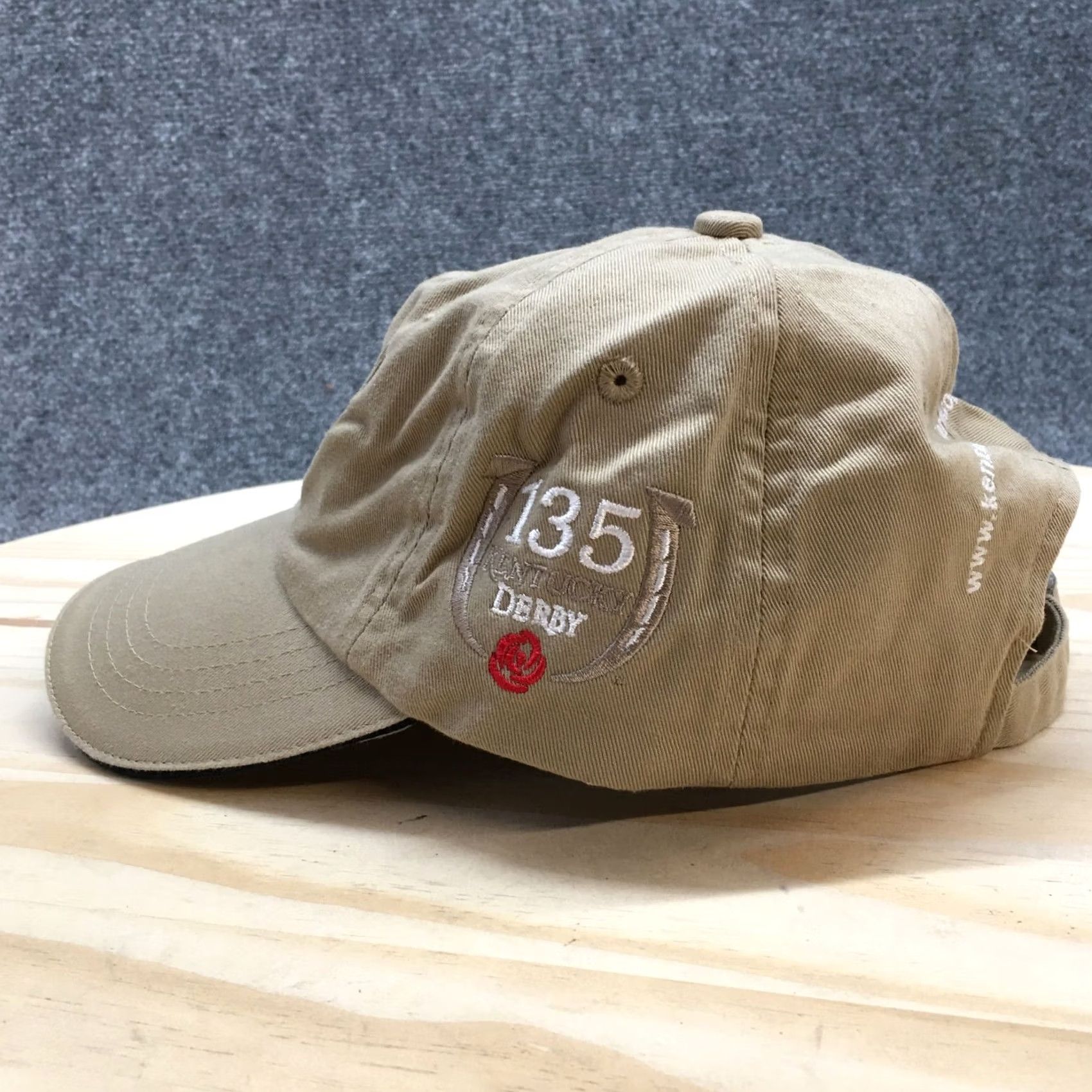 Vintage Kentucky Derby Baseball Cap Hat Mens Beige OS Adjustable Sportsman Size ONE SIZE - 4 Thumbnail