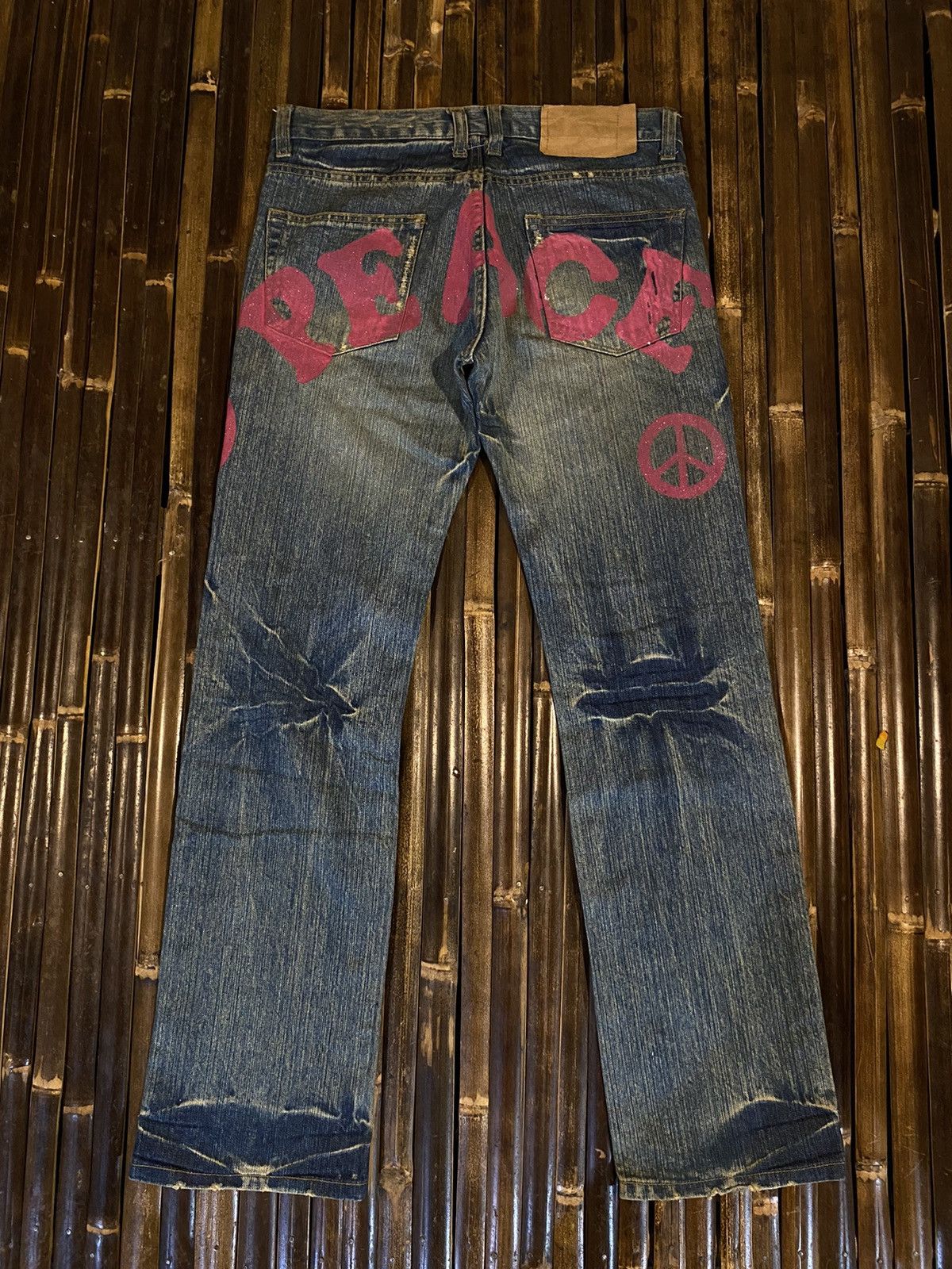 image of Distressed Denim Jeans Peace Denim, Men's (Size 33)