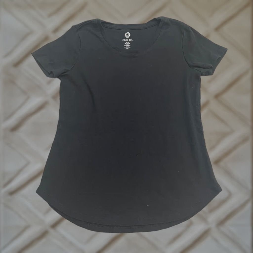 Vintage Ruby Rd. Basic T-Shirt Womens PS Black Round Neck Short Sleeve 100% Cotton Tee Size S / US 4 / IT 40 - 1 Thumbnail
