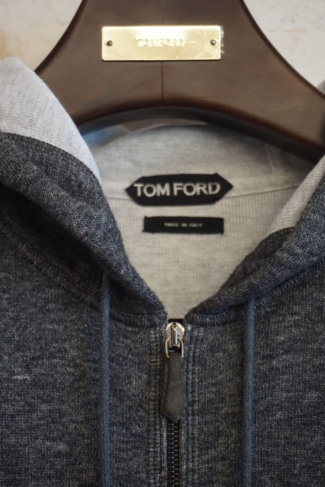 Tom Ford TOM FORD / Charcoal Grey Hooded Cotton Zip-Up Jacket / 48 Size US M / EU 48-50 / 2 - 4 Thumbnail