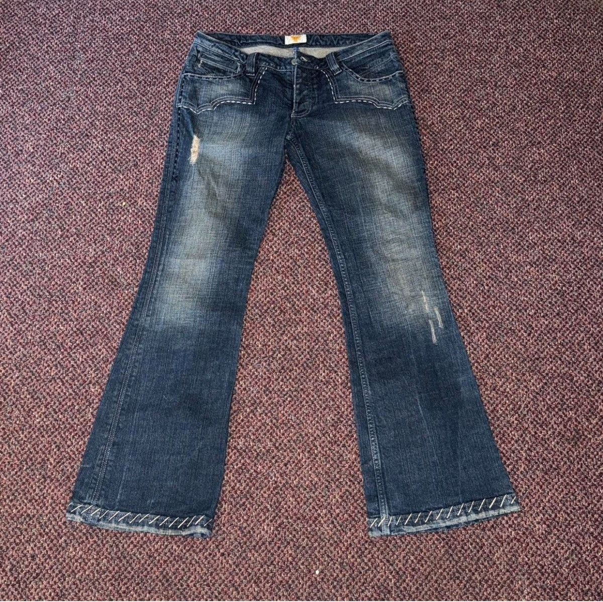 Antik Denim Distressed Fade Bootcut Jeans