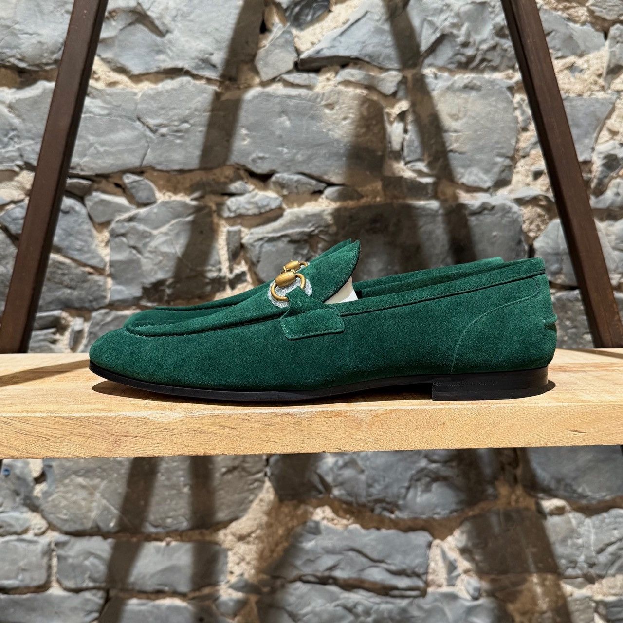 Gucci Gucci Green Suede Jordaan Horsebit Accent Loafers Size US 11 / EU 44 - 6 Thumbnail