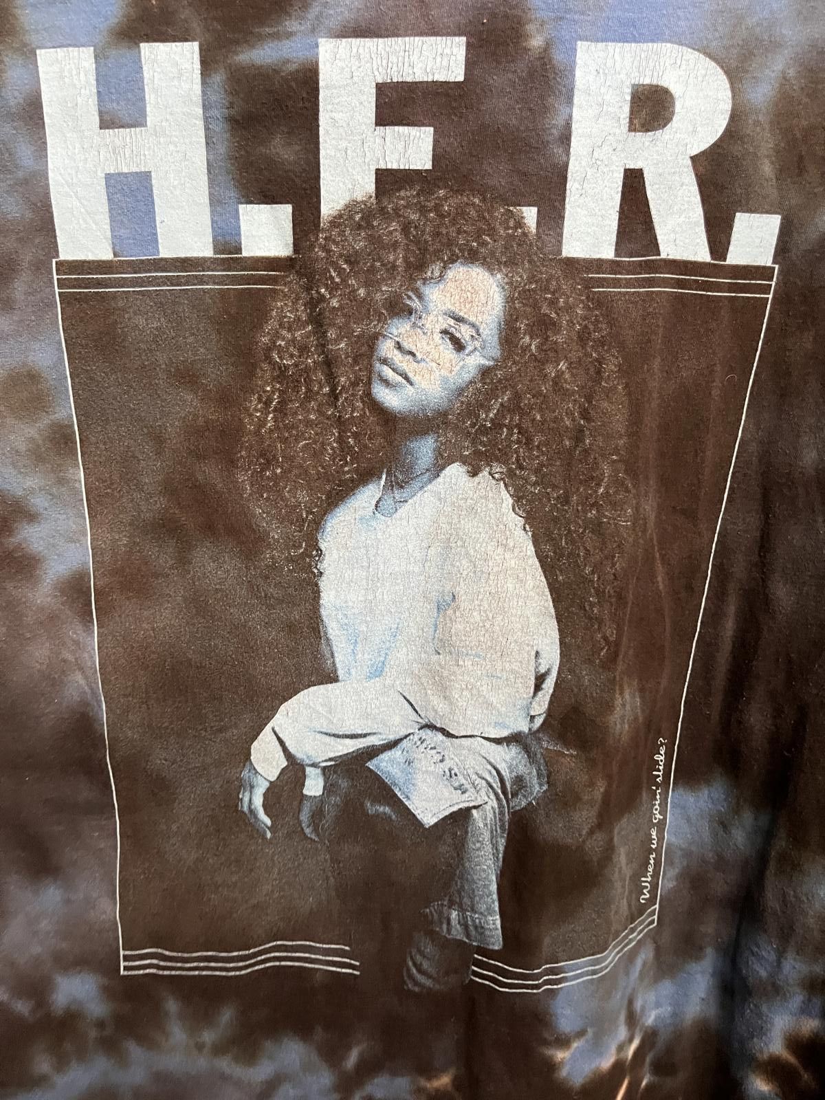 Designer H.E.R. Tour T-shirt Tie-Dye Shirt When we goin' slide? 3XL Size US XXL / EU 58 / 5 - 4 Thumbnail