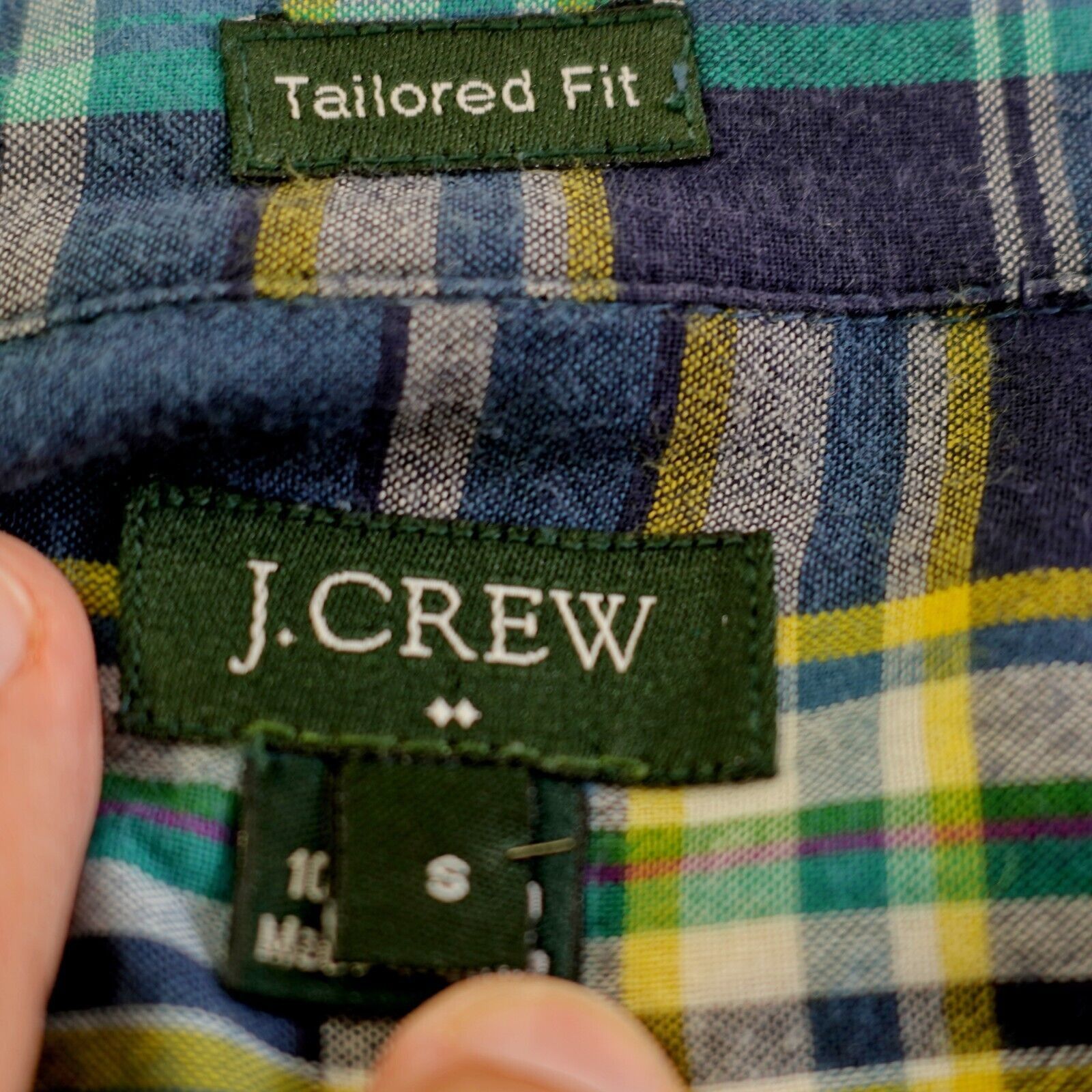 J.Crew J Crew Small Plaid Blue Yellow Green Flannel Tailored Fit Co Size US S / EU 44-46 / 1 - 9 Thumbnail