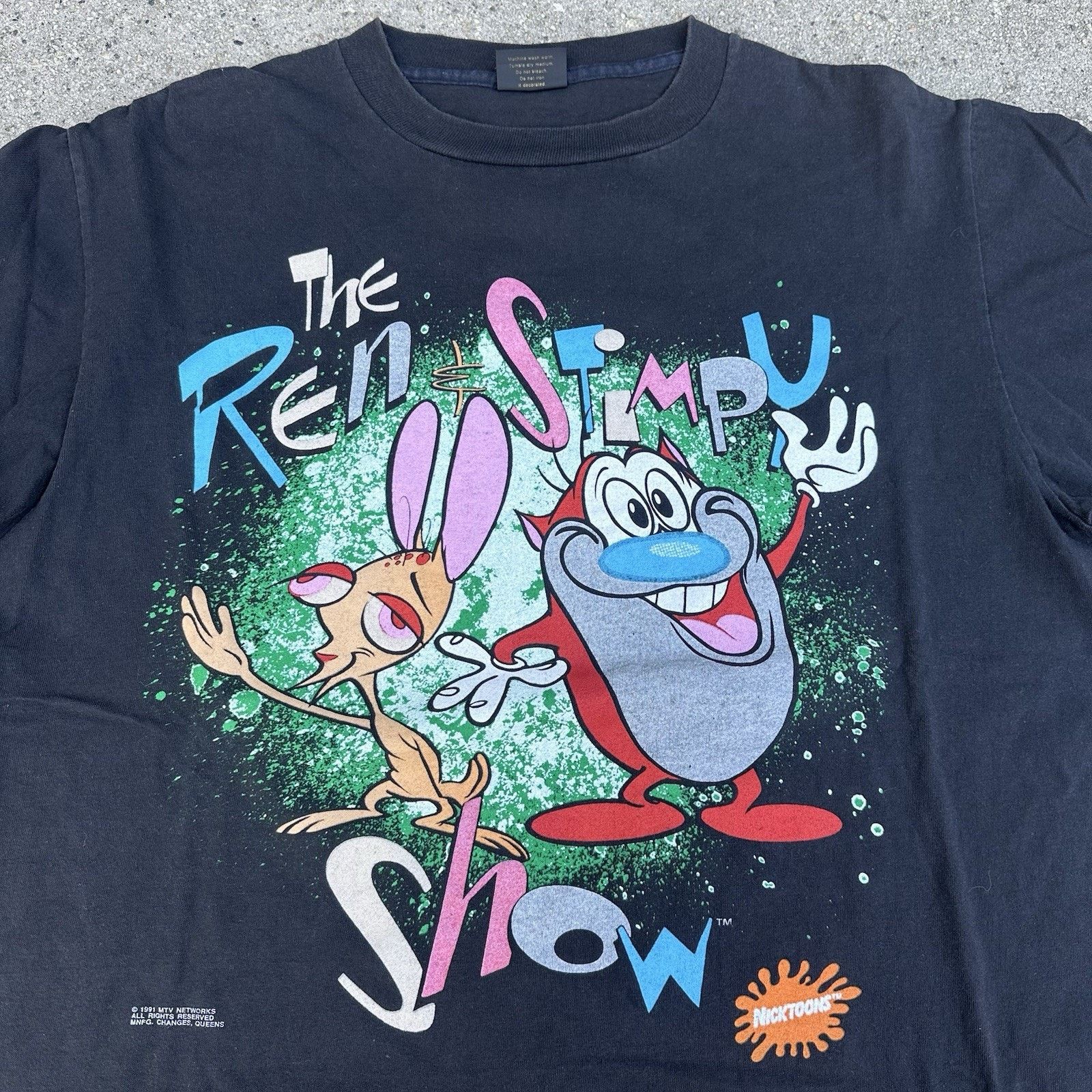 Mtv × Nickelodeon × Vintage Vintage 1991 The Ren & Stimpy Show TV Show Promo Tee Shirt Size US XL / EU 56 / 4 - 1 Thumbnail