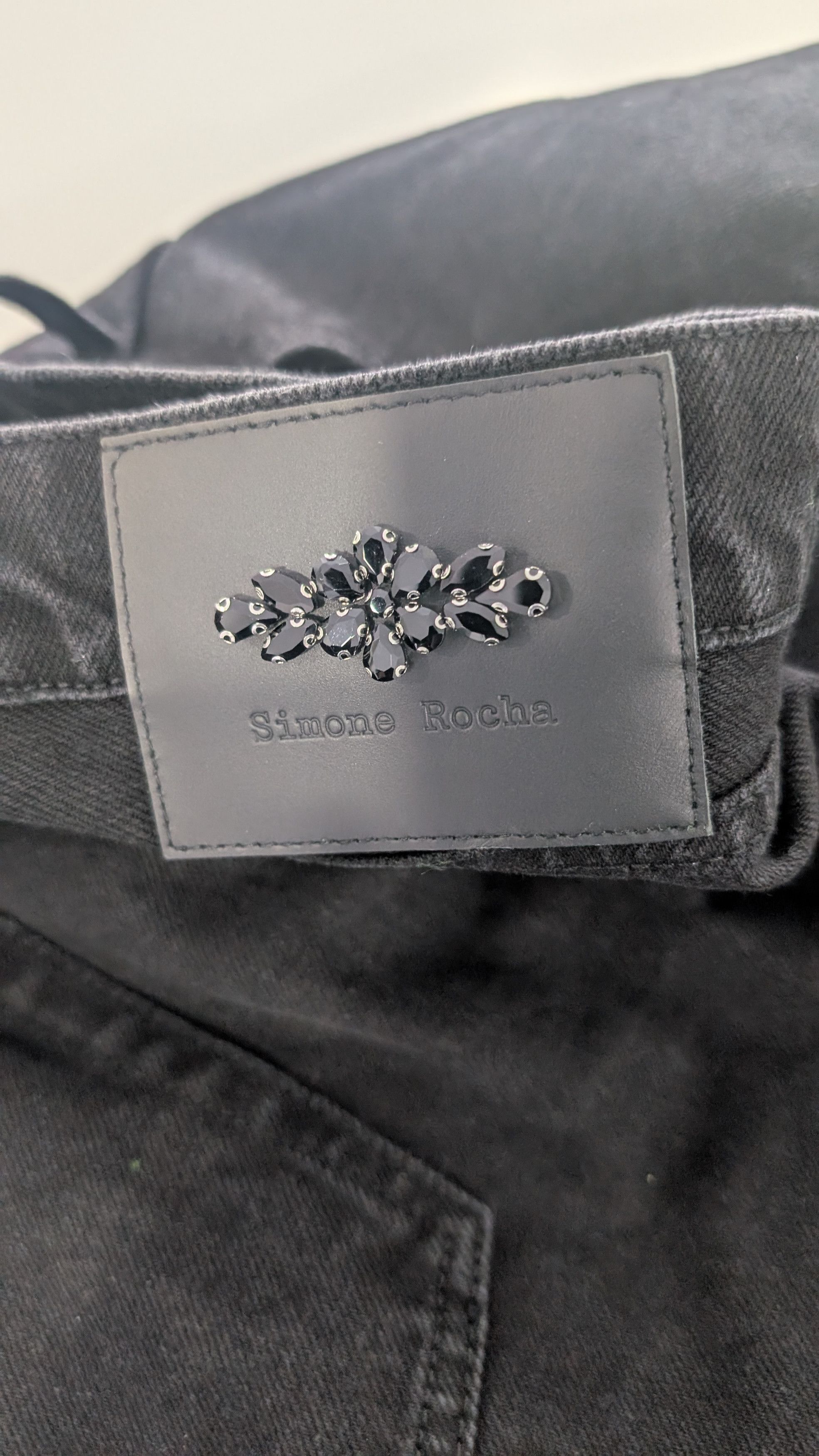 Simone Rocha SIMONE ROCHA Mens Black Wide Leg Puddle Jeans Rhinestone Size US 32 / EU 48 - 7 Thumbnail