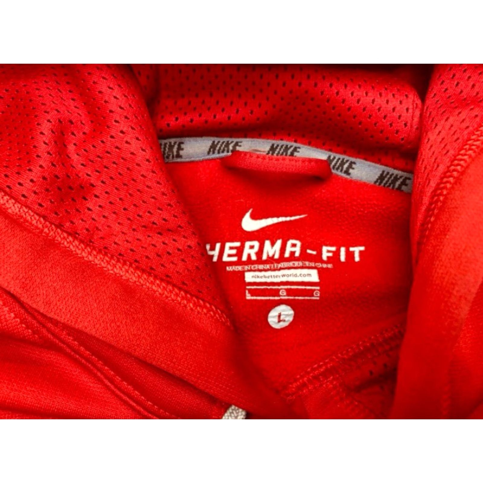 Nike Nike Hoodie Mens Large Red Gray Trim Therma-FIT KO 2.0 Fleece Sweatshirt Size US L / EU 52-54 / 3 - 7 Thumbnail