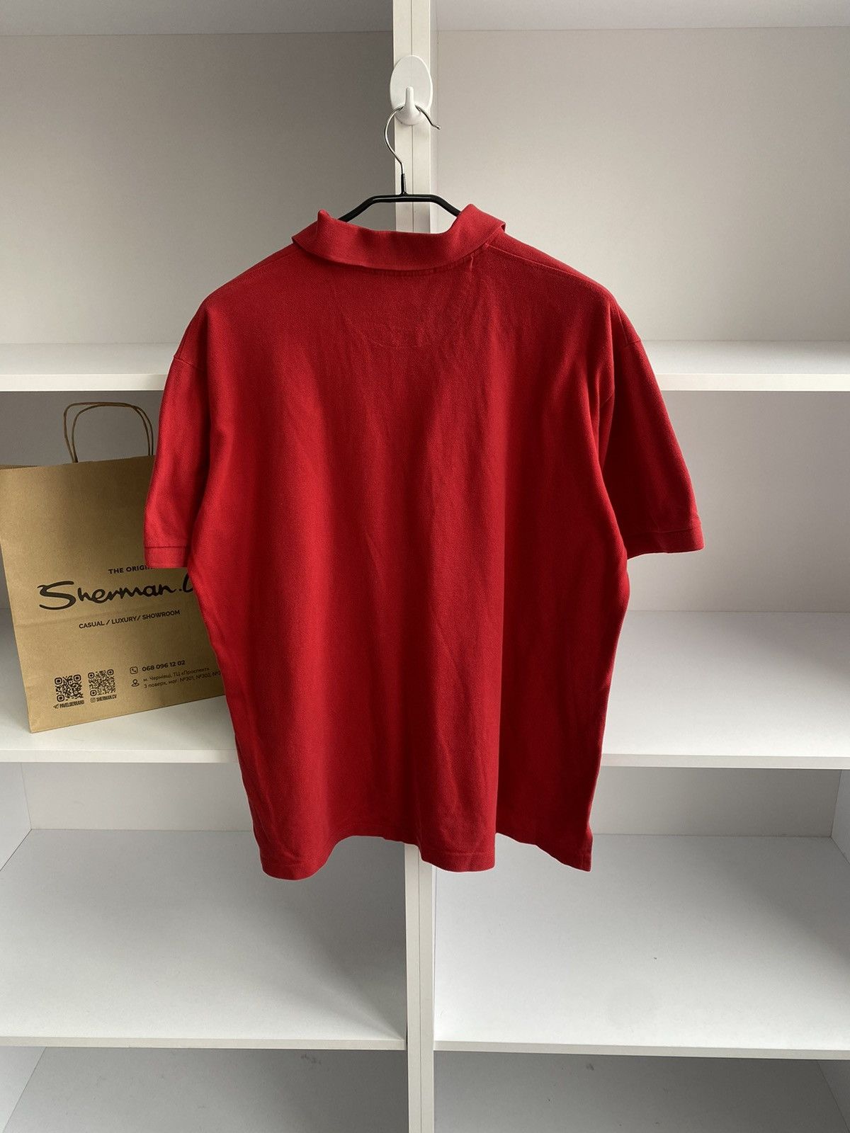 Burberry × Vintage Vintage Burberry Red Luxury Polo T-Shirt Size US L / EU 52-54 / 3 - 11 Thumbnail