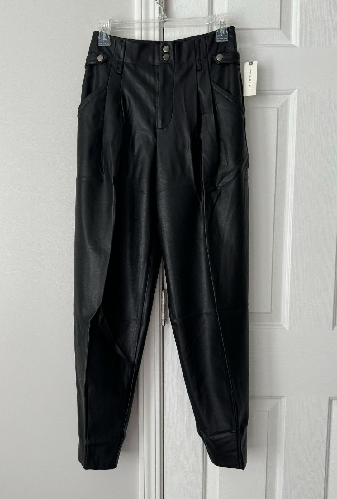Anthropologie Anthropologie Faux Leather Tapered Pleated Pants, Size 2 Size 26" / US 2 / IT 38 - 8 Thumbnail