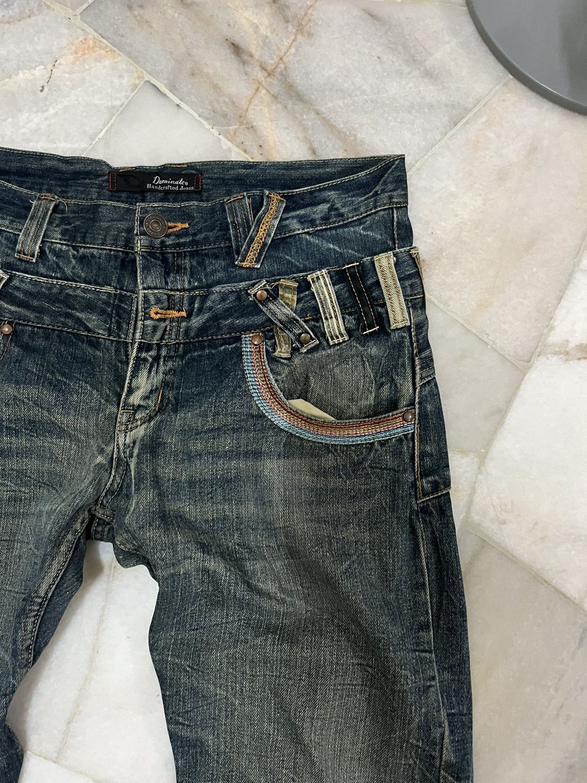 Japanese Brand DOUBLE WAIST DOMINATE HANDCRAFTED DISTRESED DENIM Size US 32 / EU 48 - 3 Thumbnail