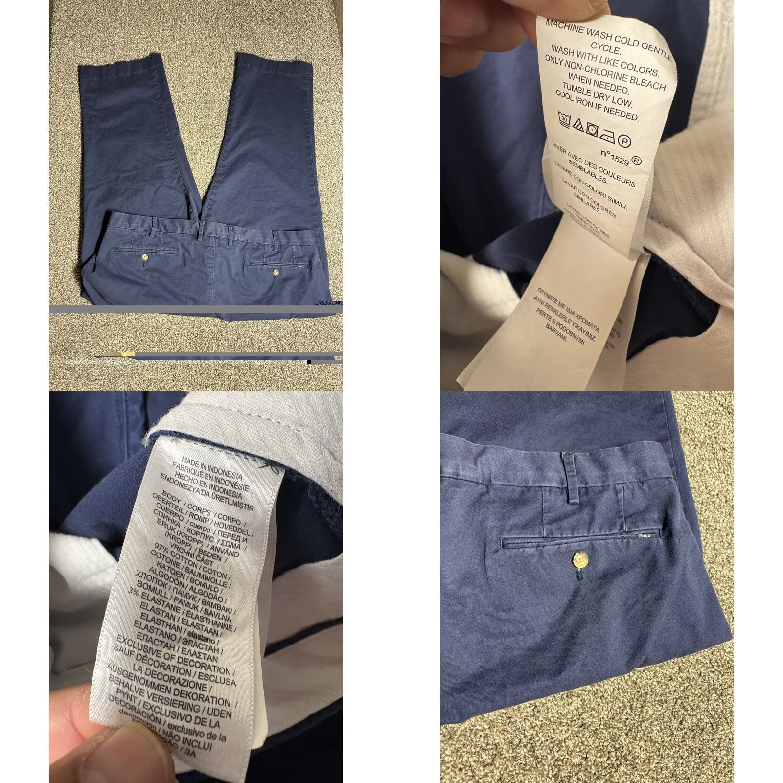 Polo Ralph Lauren Polo Ralph Lauren Chino Pants Men 44x27 Cotton Stretch Blue Regular Waist Flat Front 5-Pocket Size US XXL / EU 58 / 5 - 8 Thumbnail