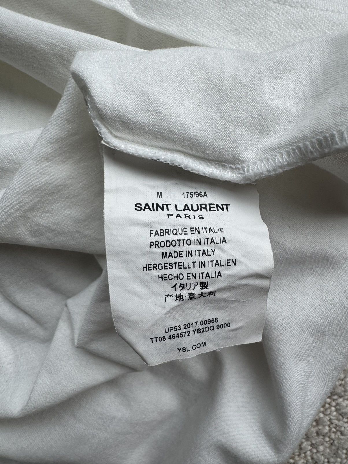 Saint Laurent Paris Saint Laurent Paris Classic Logo T-Shirt – White – (M) Size US M / EU 48-50 / 2 - 3 Thumbnail