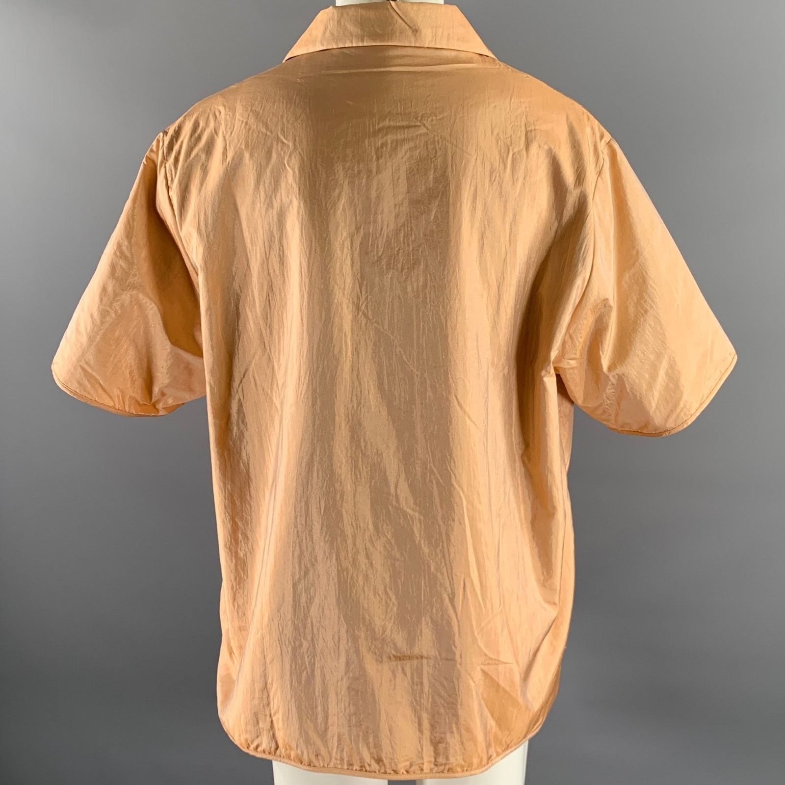 Jil Sander JIL SANDER XL Pink Peach Polyamide Silk Camp Short Sleeve Size US XL / EU 56 / 4 - 4 Thumbnail