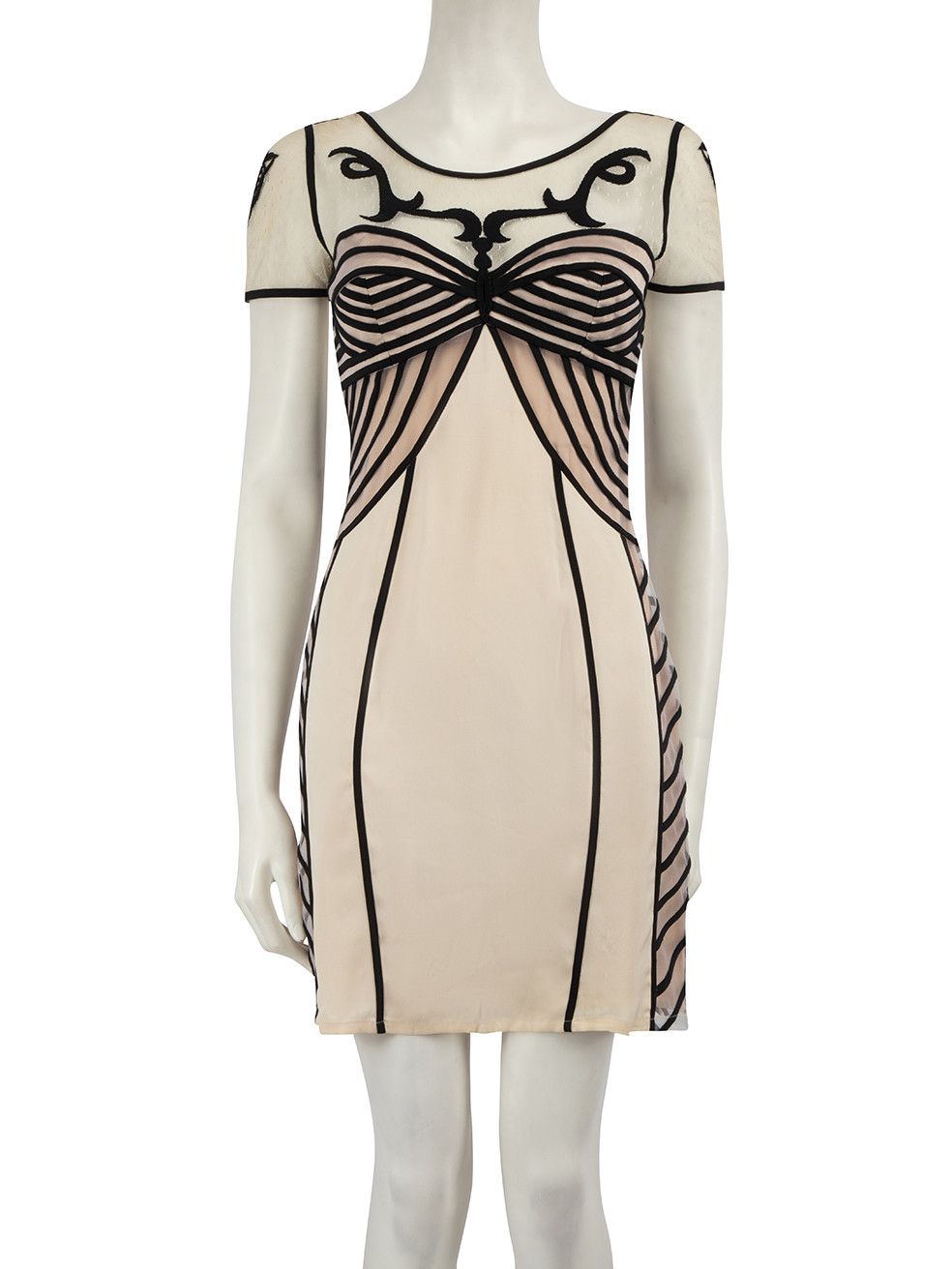 image of Temperley London Beige Contrast Trim Mini Dress, Women's (Size Small)