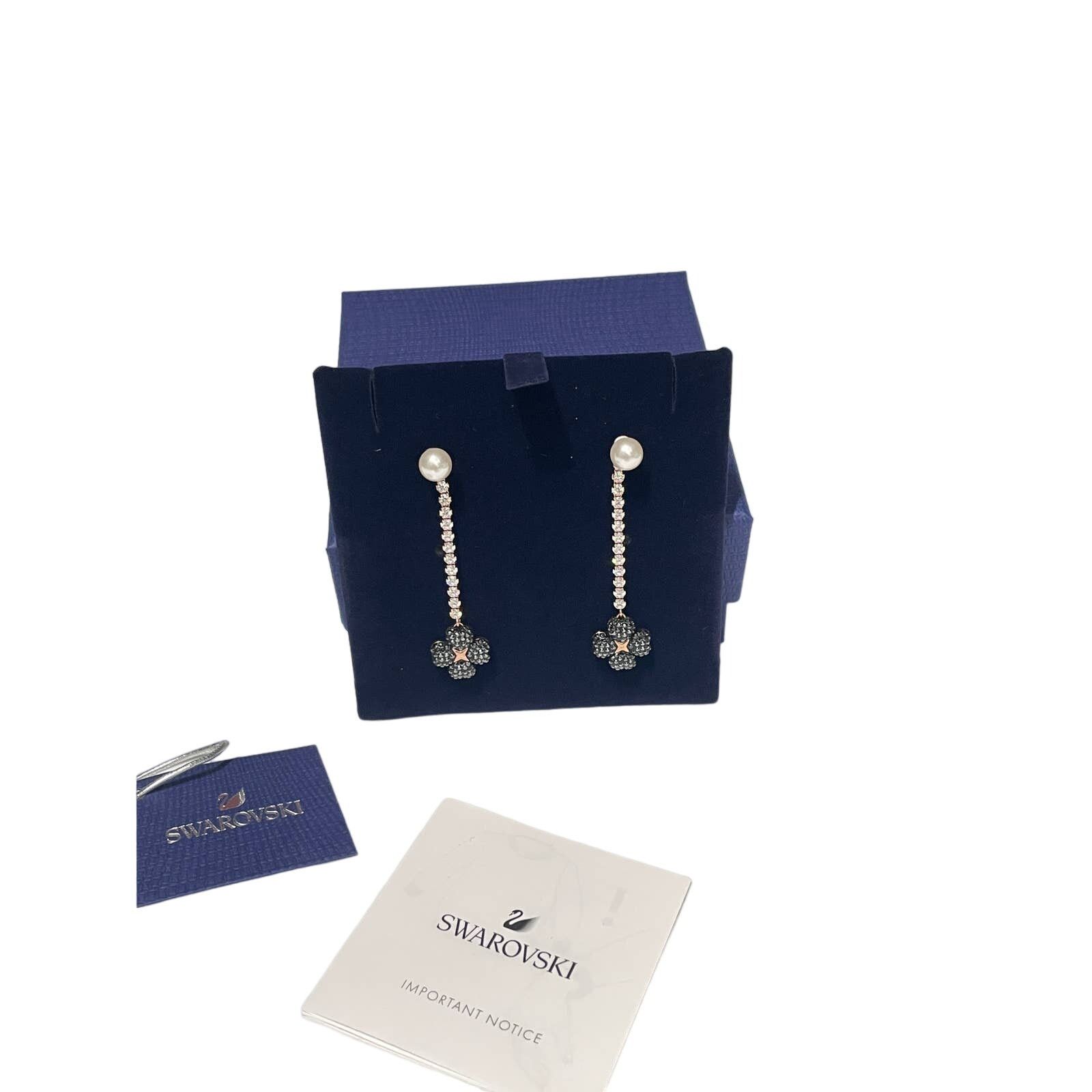 Swarovski Swarovski Latisha Pierced Earrings, Black Crystal Pearl Size ONE SIZE - 9 Thumbnail