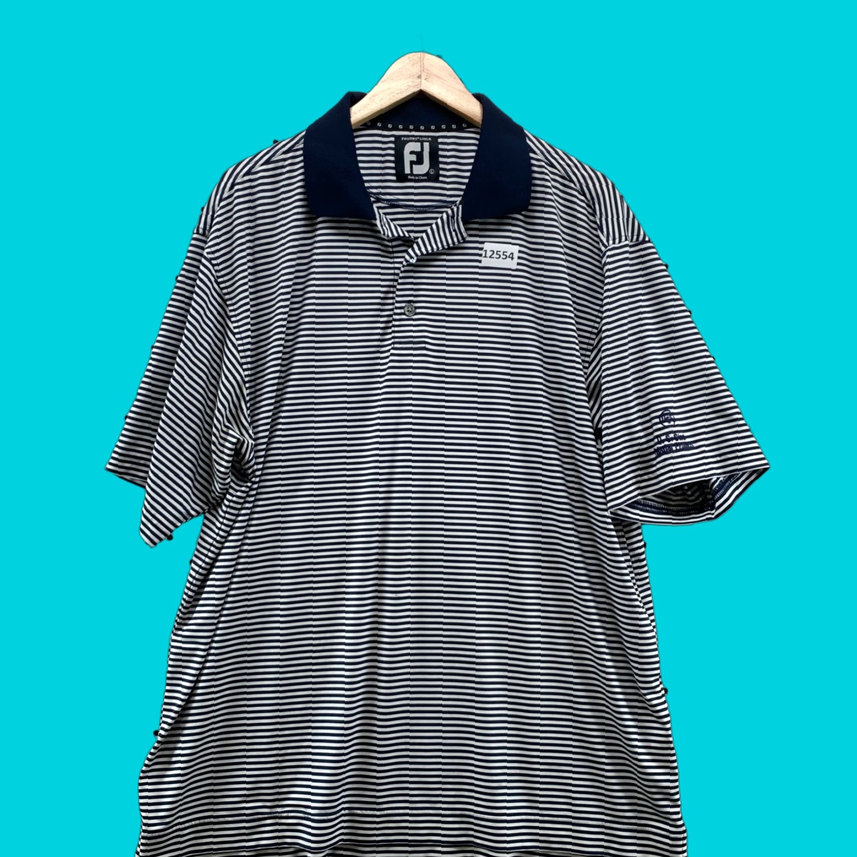 Footjoy FootJoy Mens PRODRY Lisle Short Sleeve Polo Blue White Striped Size Large FJ Size US L / EU 52-54 / 3 - 1 Thumbnail