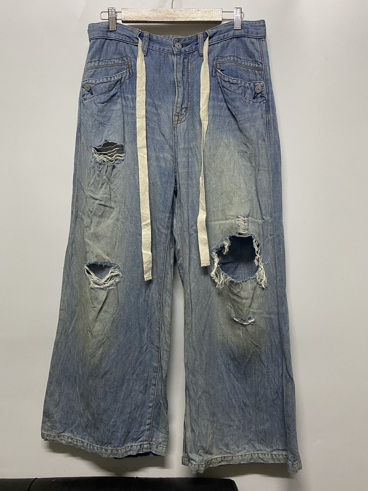 Hysteric Glamour × Japanese Brand RNA İnç. Jeans Distressed Overall Denim Wide Leg Loose Pants Size 32" / US 10 / IT 46 - 1 Thumbnail