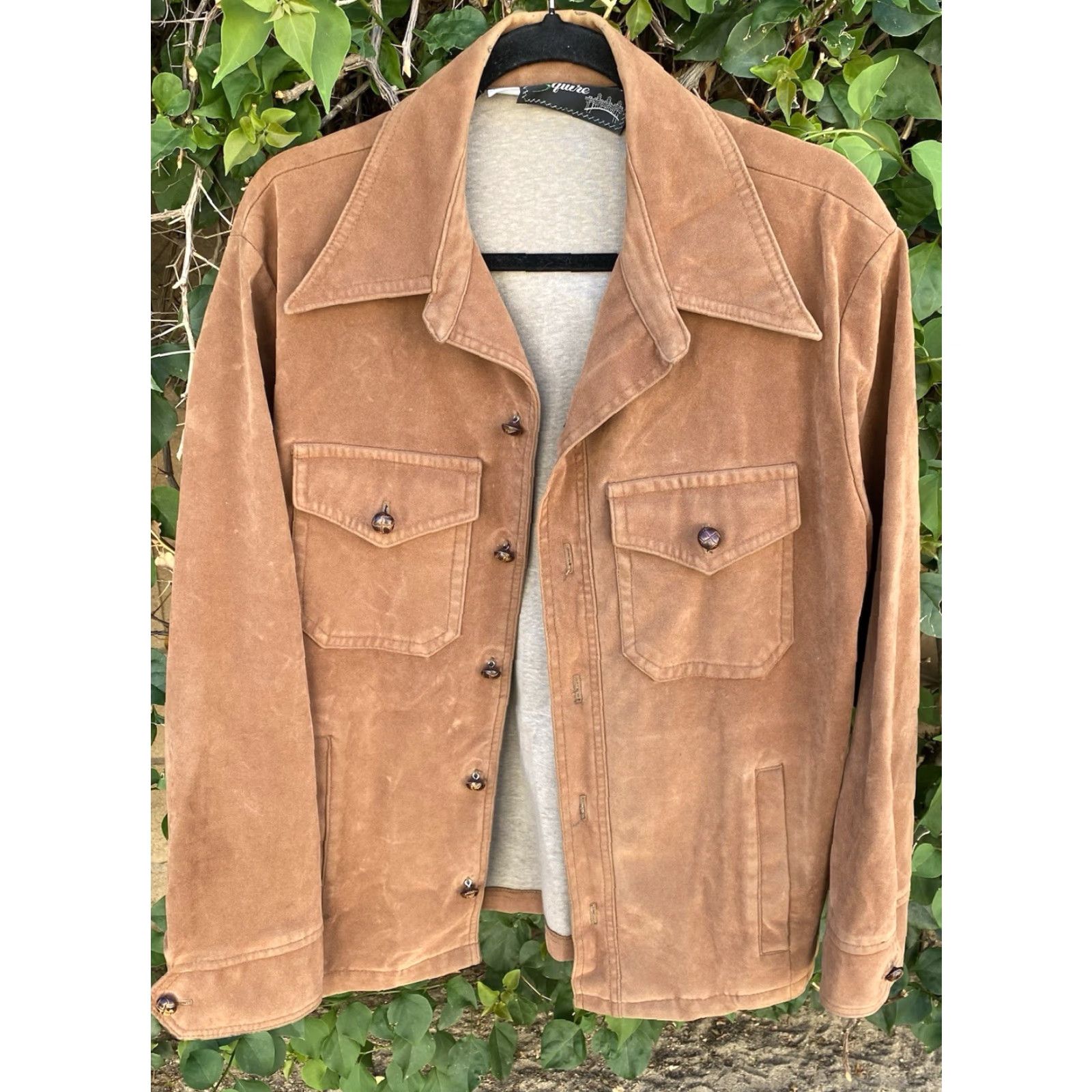 Vintage VINTAGE English Squier Jacket Shirt Shacket Western Cowboy Hippie Suede Look Brown XL Men Size US XL / EU 56 / 4 - 3 Thumbnail