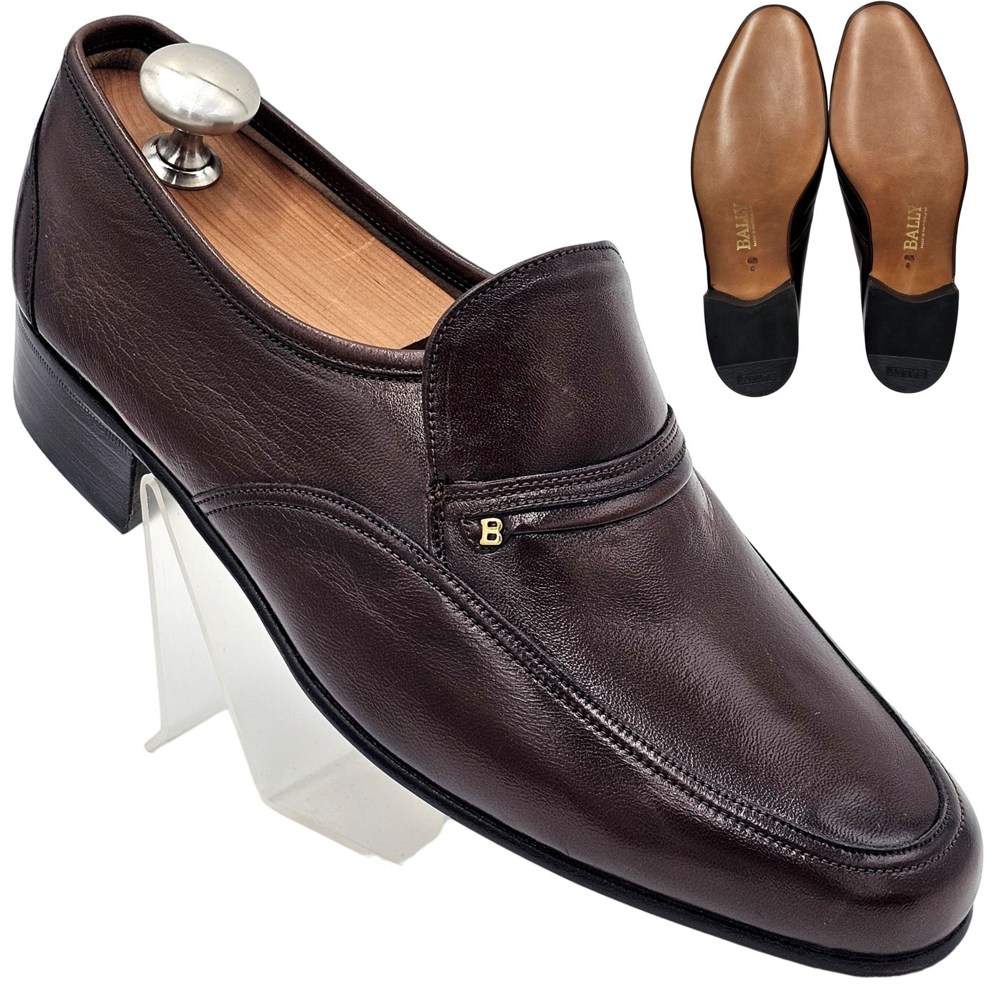 Bally NEW Vintage Bally Men 6.5E Brown Calfskin Leather Dress Shoe Size US 6.5 / EU 39-40 - 1 Thumbnail