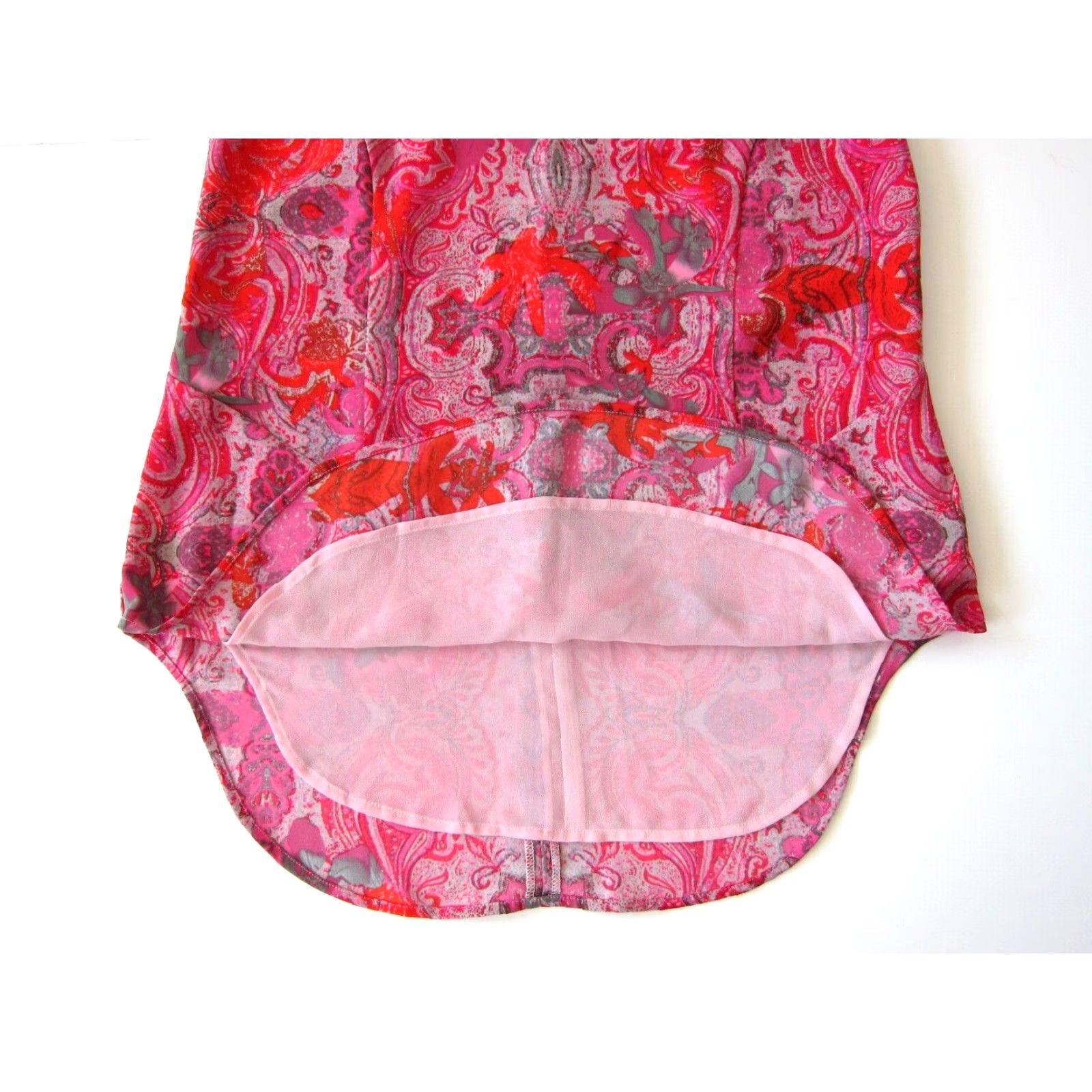 Vintage CAbi Neon Pink Orange Paisley Floral Sleeveless Tunic Tank Top Blouse Small Size S / US 4 / IT 40 - 7 Thumbnail
