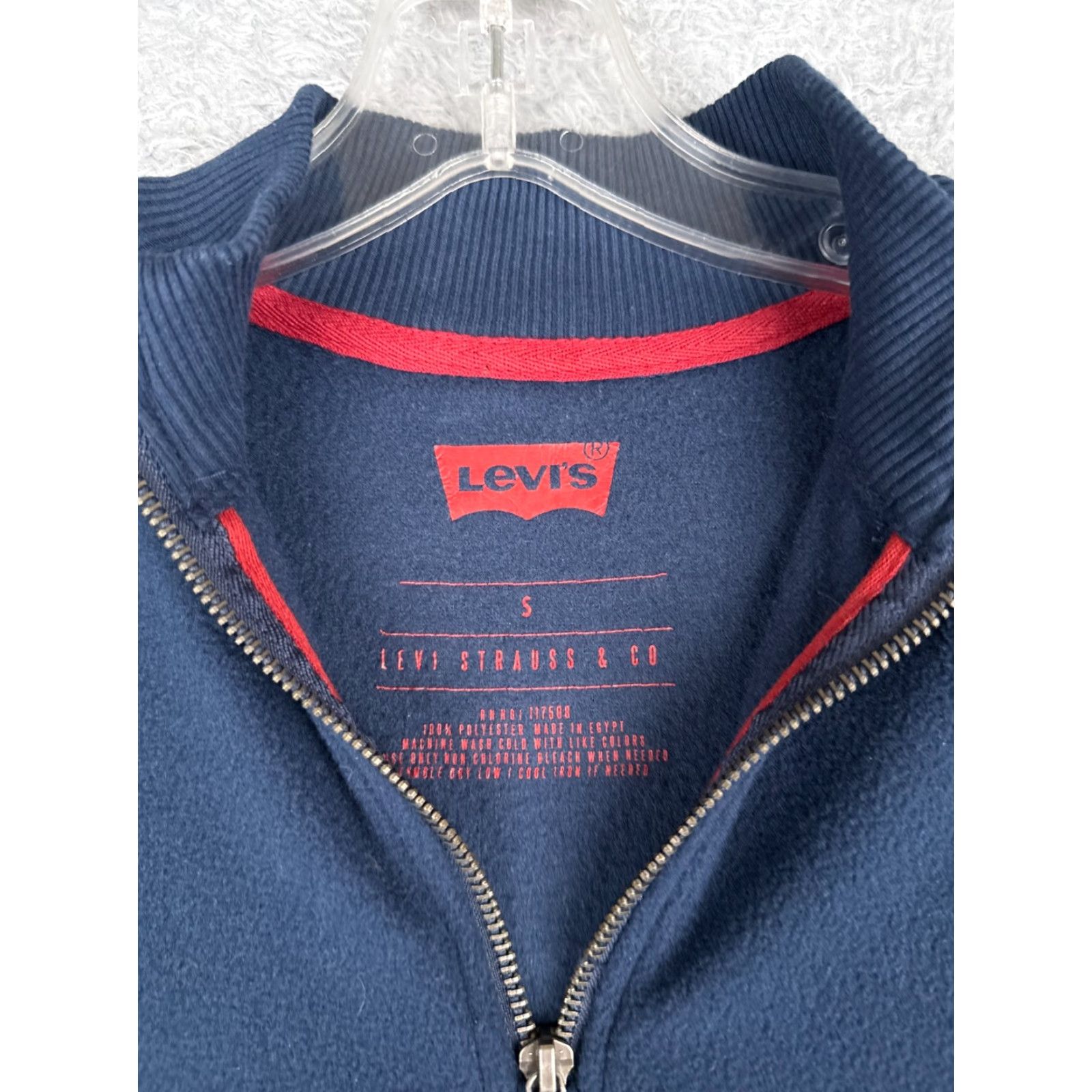 Levi's Levis Sweater Men Small Blue Fleece 1/4 Zip 100% Polyester Pullover Size US S / EU 44-46 / 1 - 6 Thumbnail