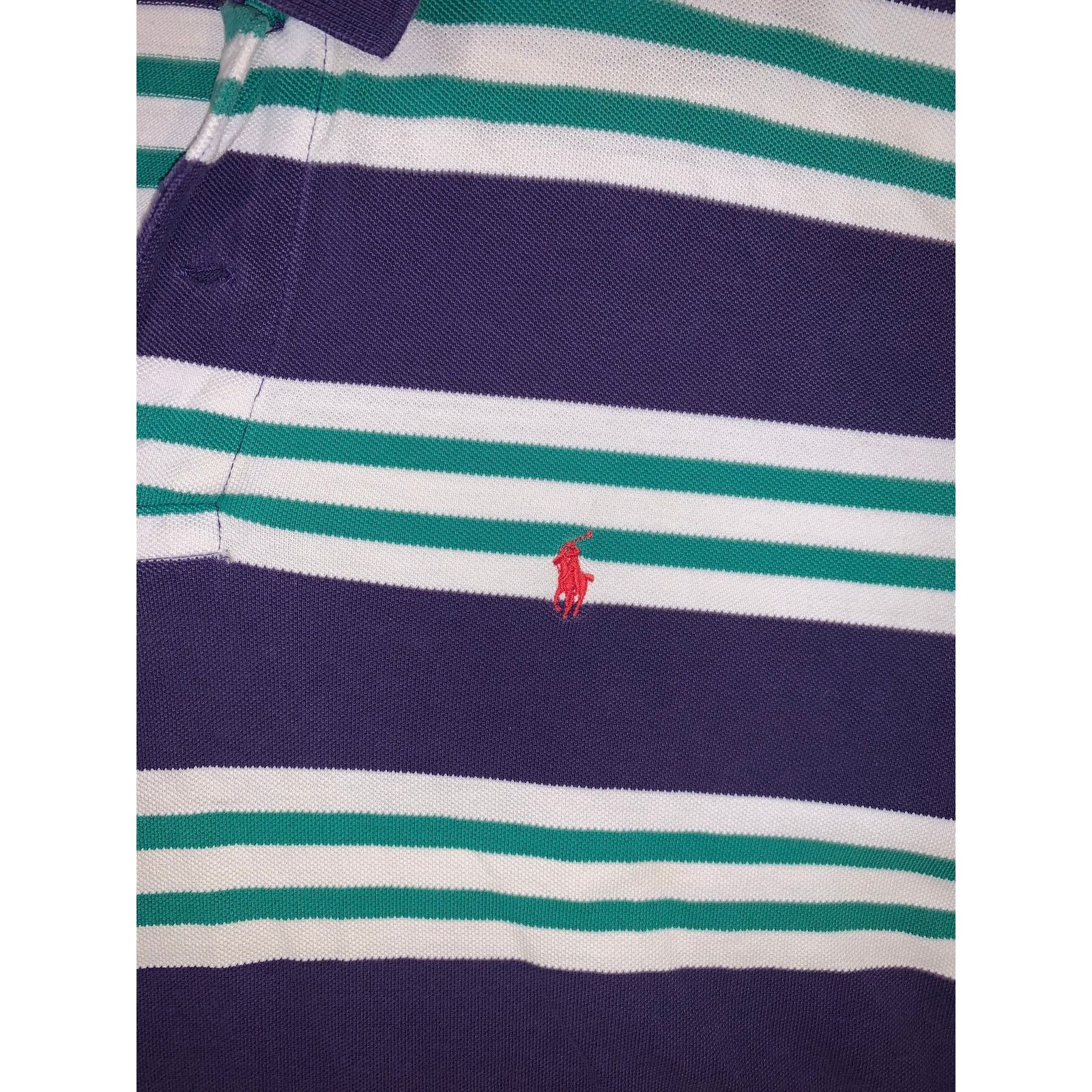 Polo Ralph Lauren Vintage Polo Ralph Lauren Striped Polo Shirt L Purple Size US XL / EU 56 / 4 - 2 Thumbnail