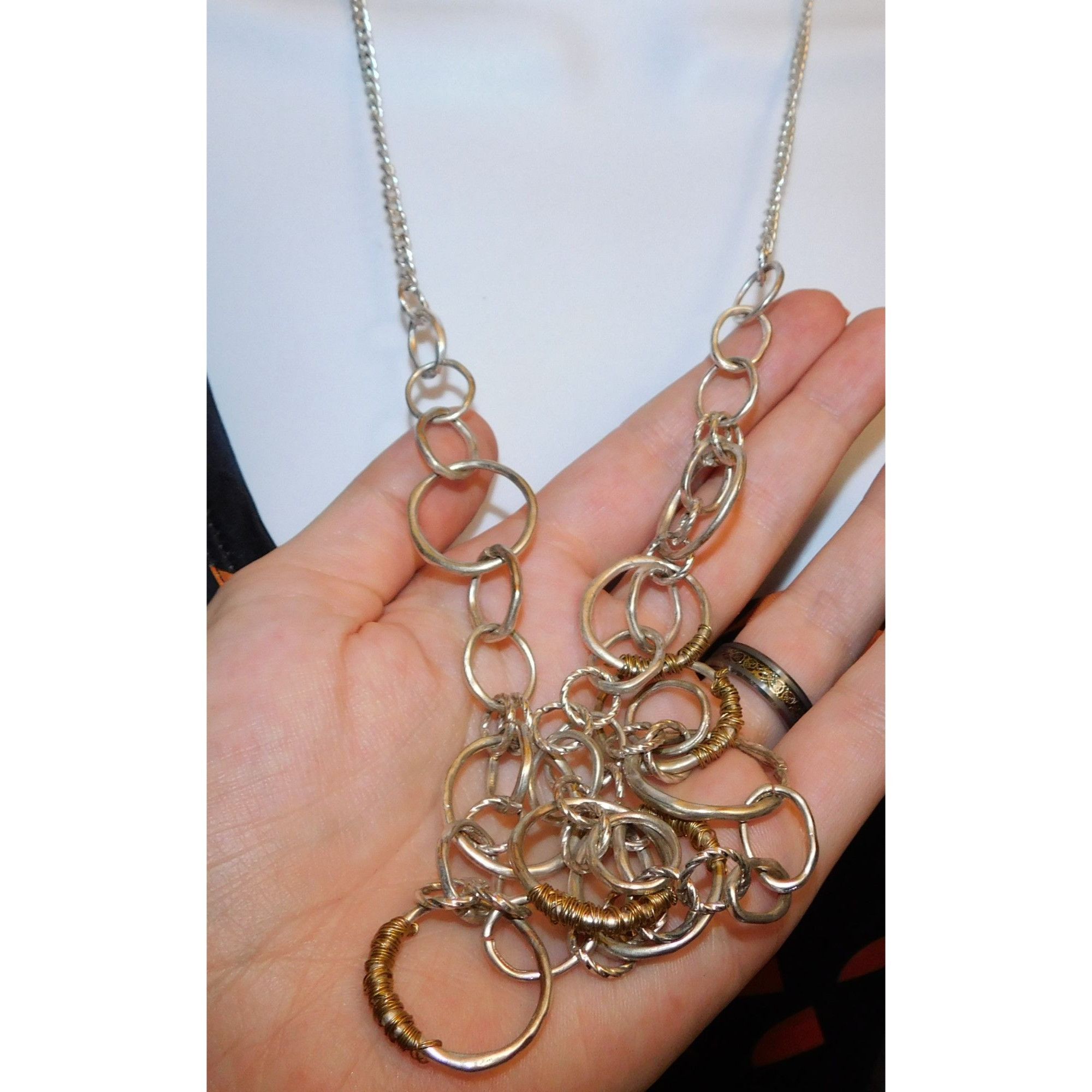 Other Wrapped Circle Geometric Silver And Gold Tone Link Necklace Size ONE SIZE - 1 Thumbnail