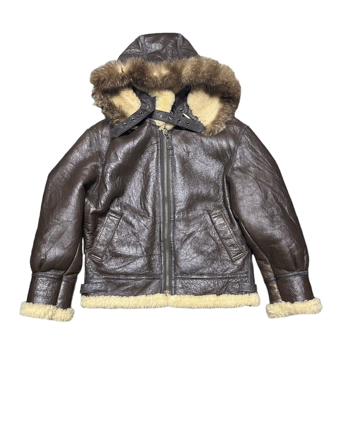 Vintage B3 sheepskin jacket with fur hooded