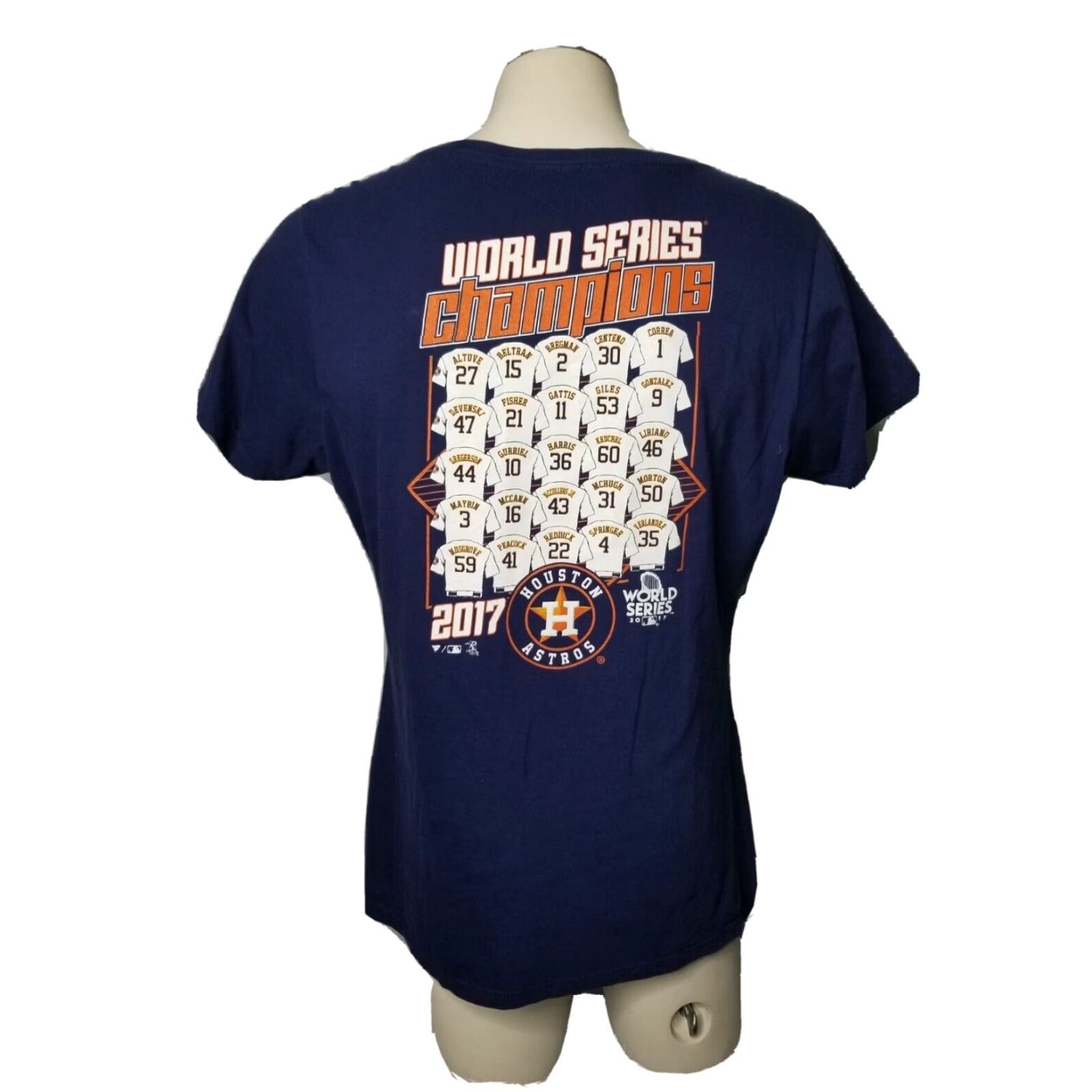 Vintage Womens XL 2017 World Series Champions Houston Astros Double Sided T Shirt Blue Fanatics Size XL / US 12-14 / IT 48-50 - 2 Thumbnail