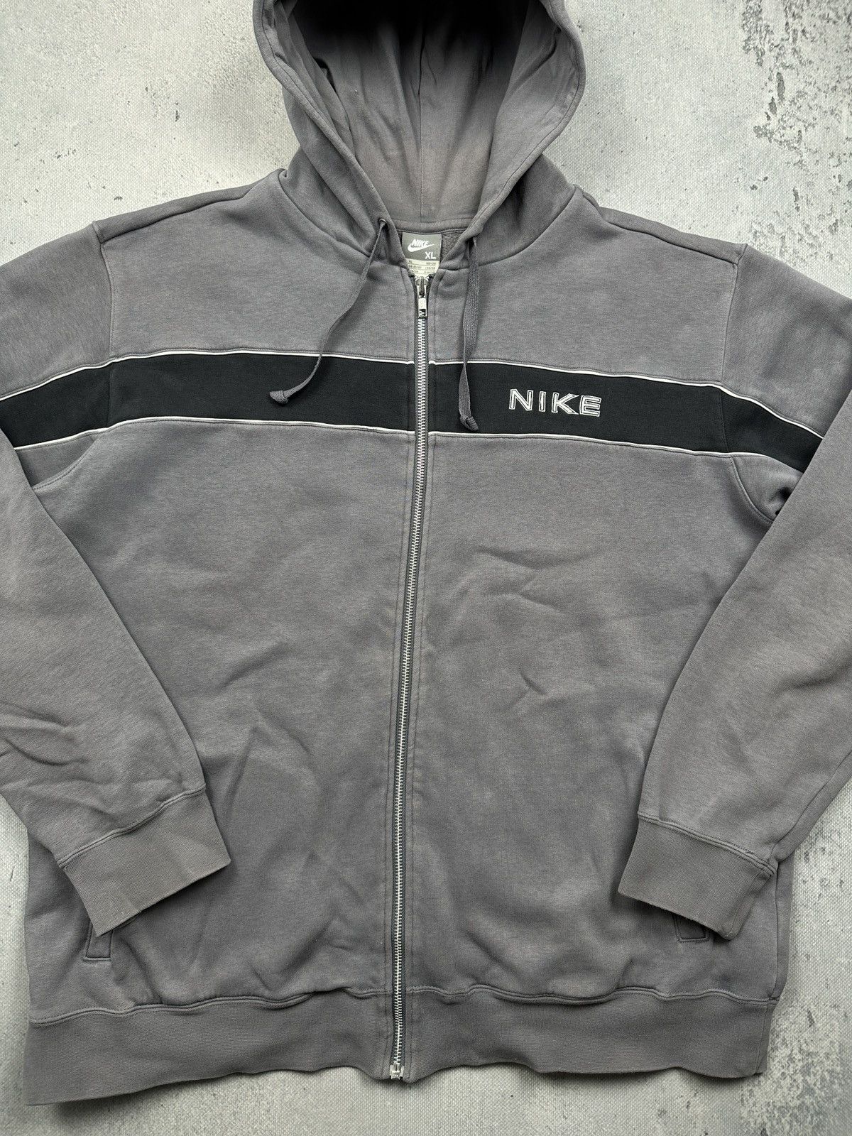 Nike Vintage Nike Grey Full-Zip Hoodie Contrast Stripe Panel 90s Size US XL / EU 56 / 4 - 5 Thumbnail