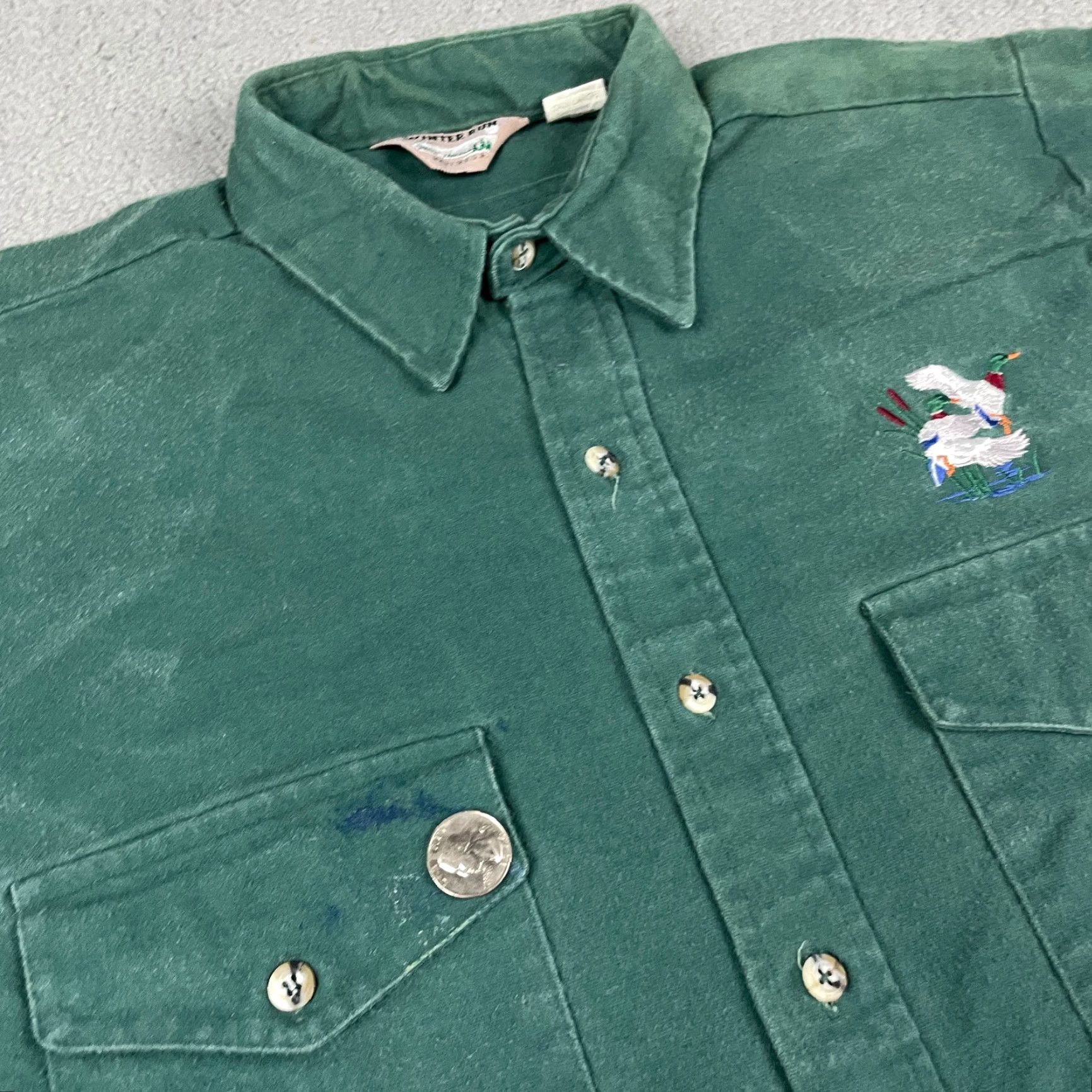 Vintage VINTAGE Winter Run Chamois Shirt - Green, Heavyweight Flannel, Button-Up, Cotton, Long Sleeve, Spread Collar, Size L (Tall) - Men’s, Casual, USA Made Size US L / EU 52-54 / 3 - 7 Thumbnail