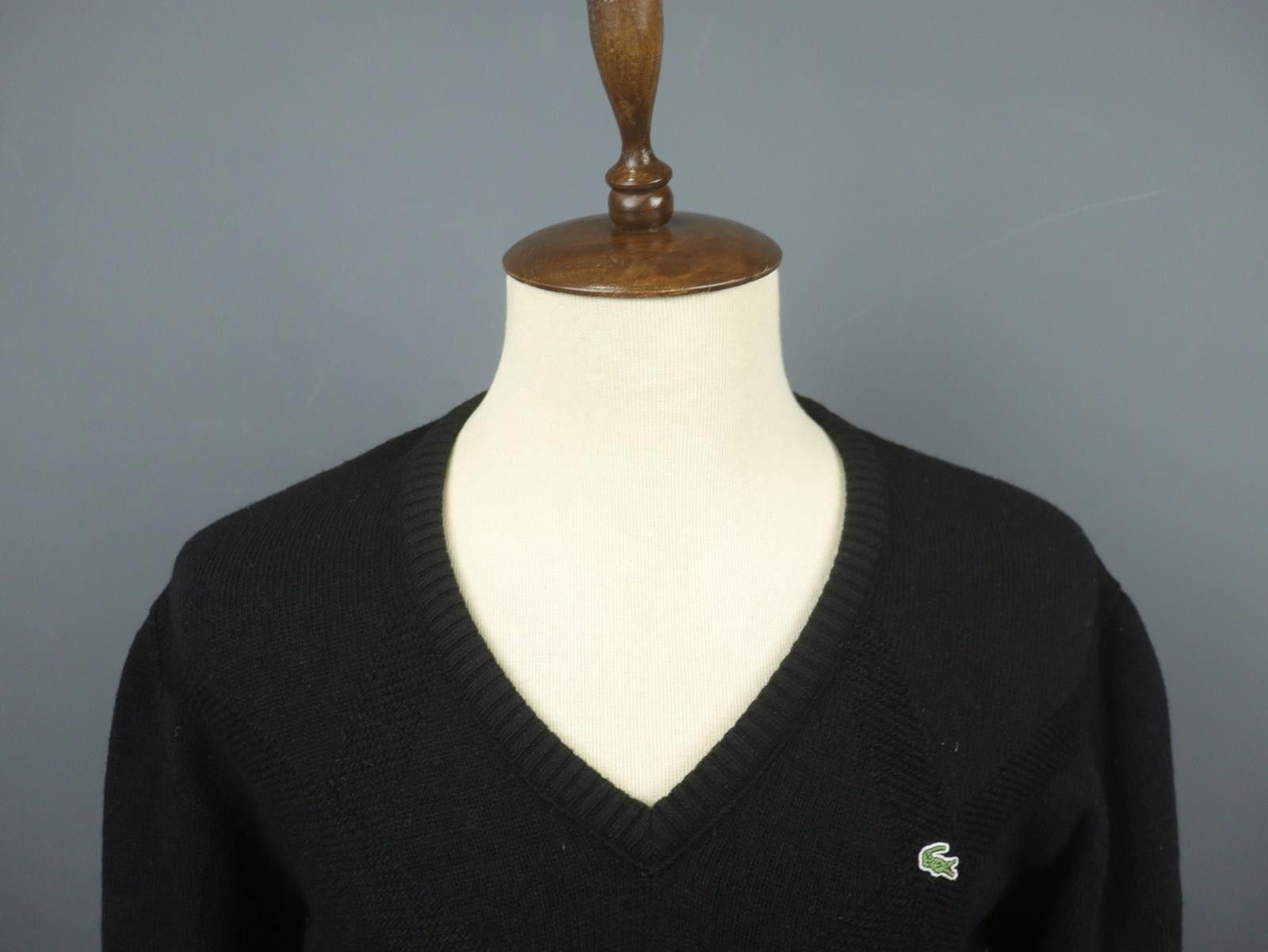 Lacoste Lacoste Black Wool Tight Knit V-Neck Pullover Sweater Size 5 Size US M / EU 48-50 / 2 - 2 Thumbnail