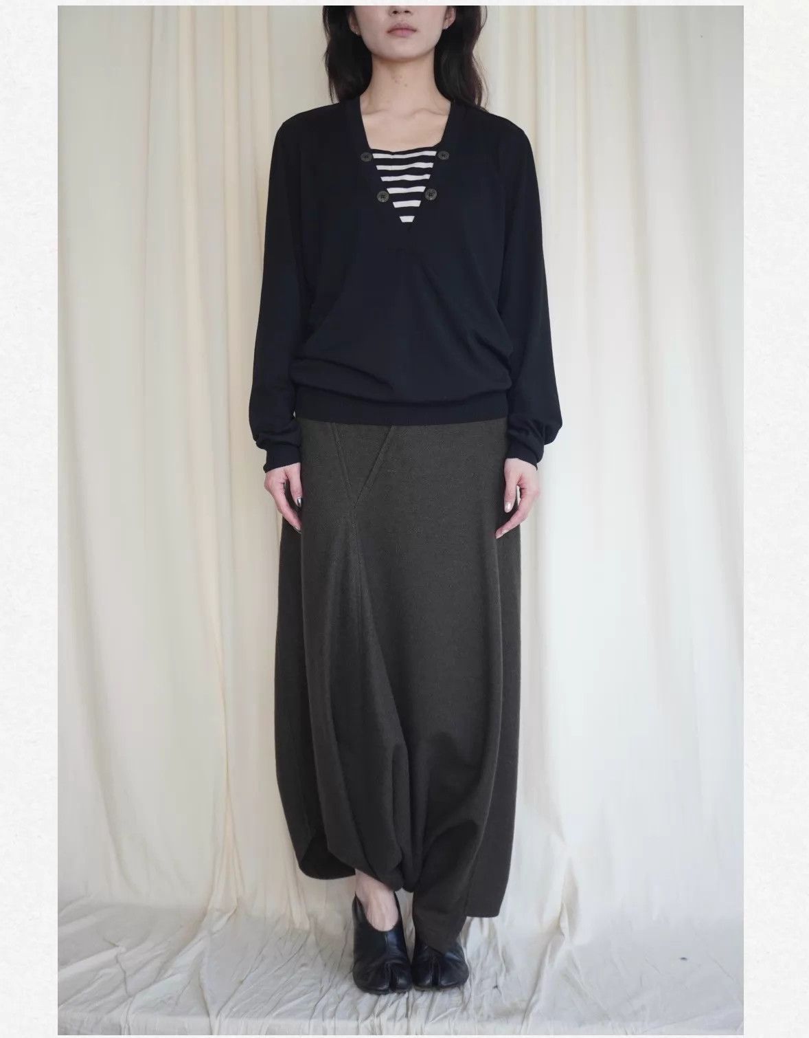 Jean Paul Gaultier JPG 1990s Rare Nautical Wool Layered V-Neck Top S Size S / US 4 / IT 40 - 2 Thumbnail
