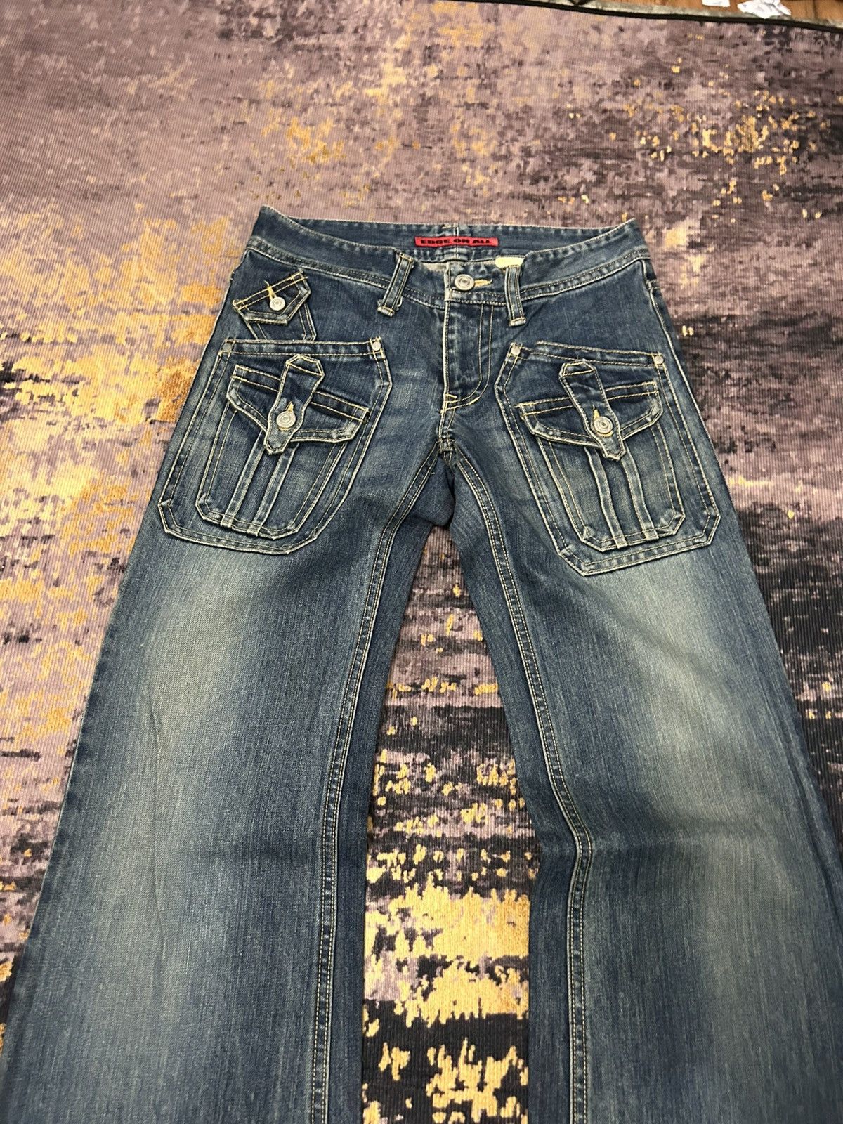 If Six Was Nine Vintage Edge Rupert Multi Pocket Flare Jeans Size US 29 - 6 Thumbnail