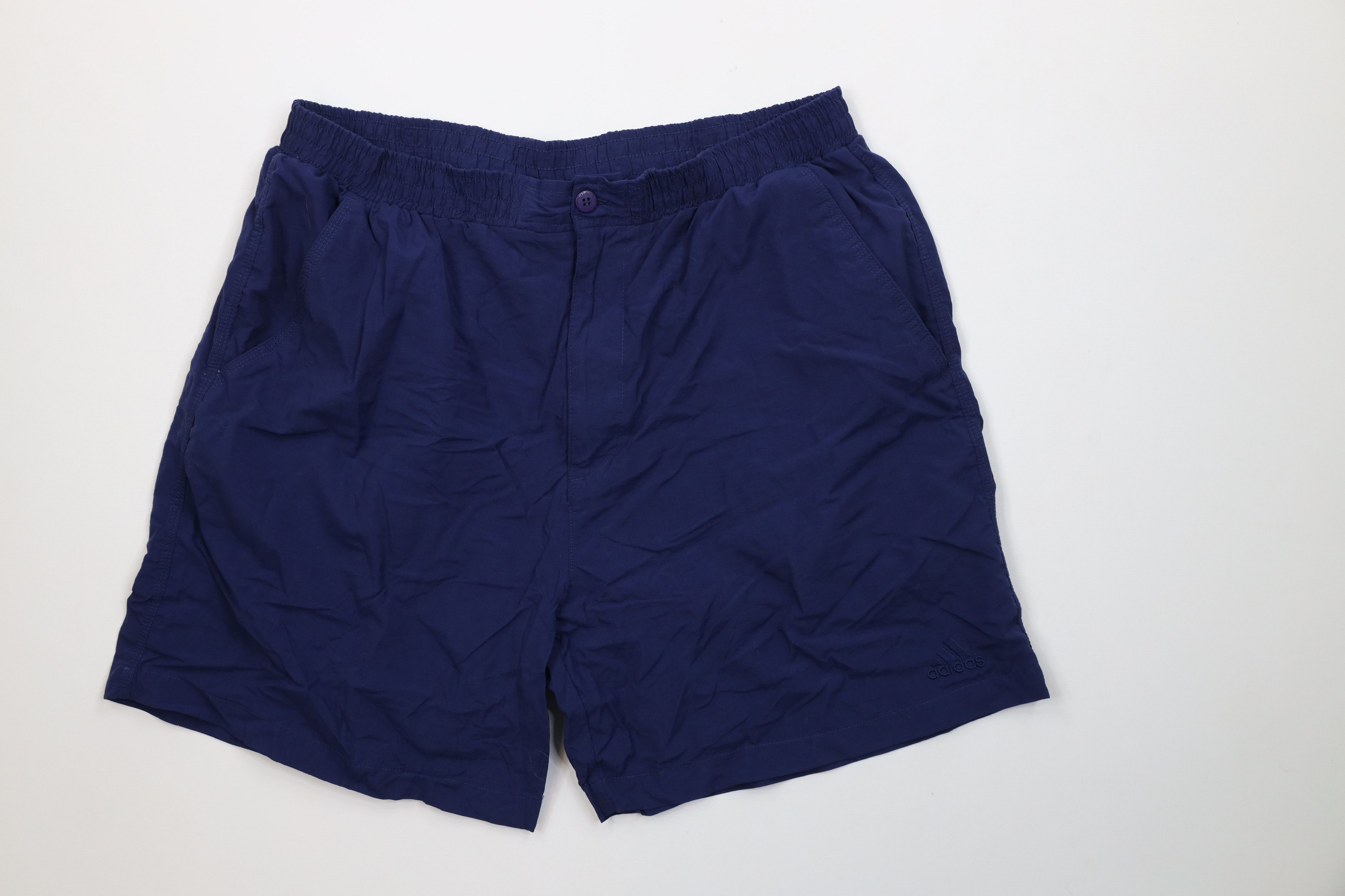 Adidas Vintage 90s Adidas Spell Out Above Knee Shorts Baggies Nylon Size US 34 / EU 50 - 1 Thumbnail