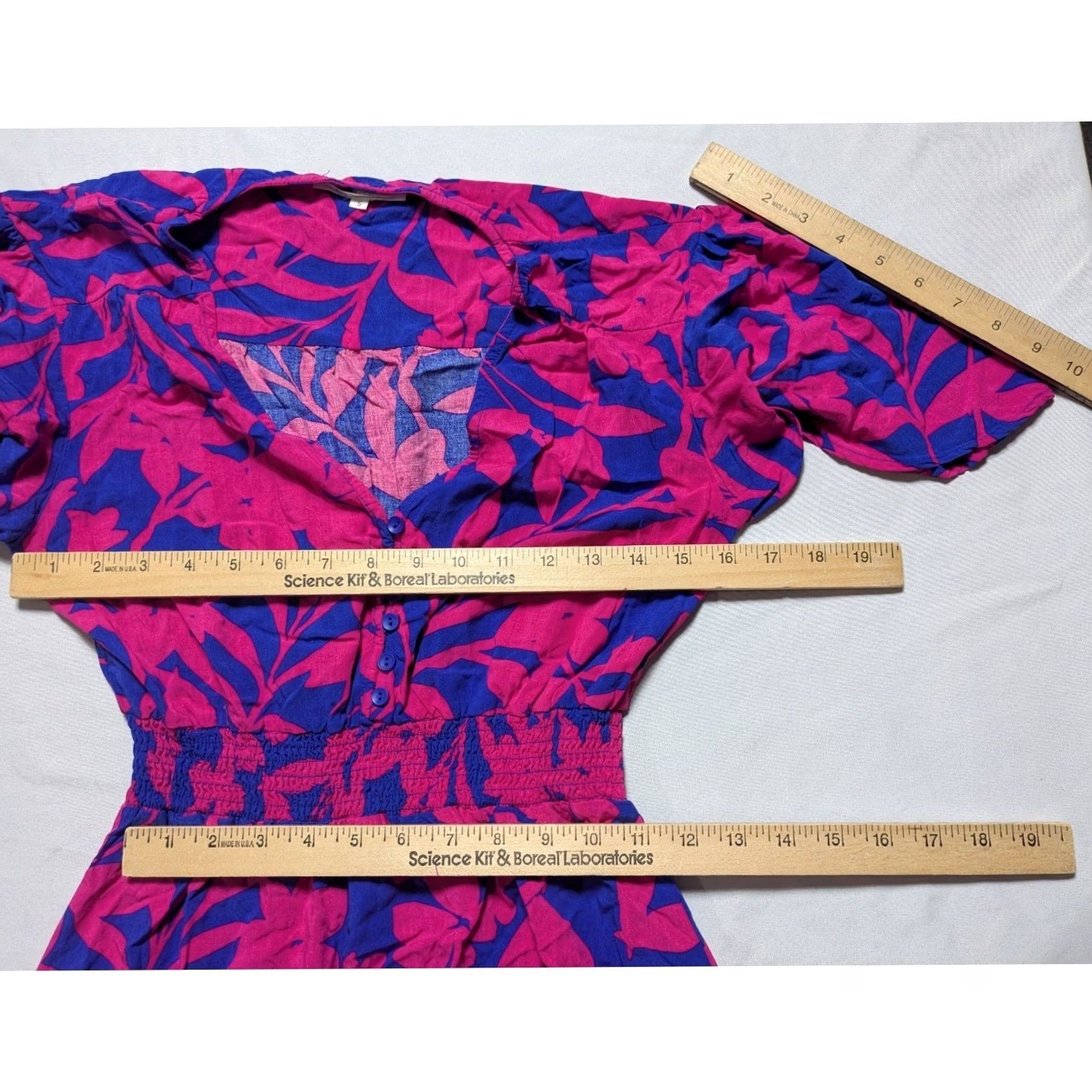 Vintage VINTAGE Abel The Label Pink Blue Floral High Low Smocked Waist Midi Dress Womens Small Size S / US 4 / IT 40 - 7 Thumbnail