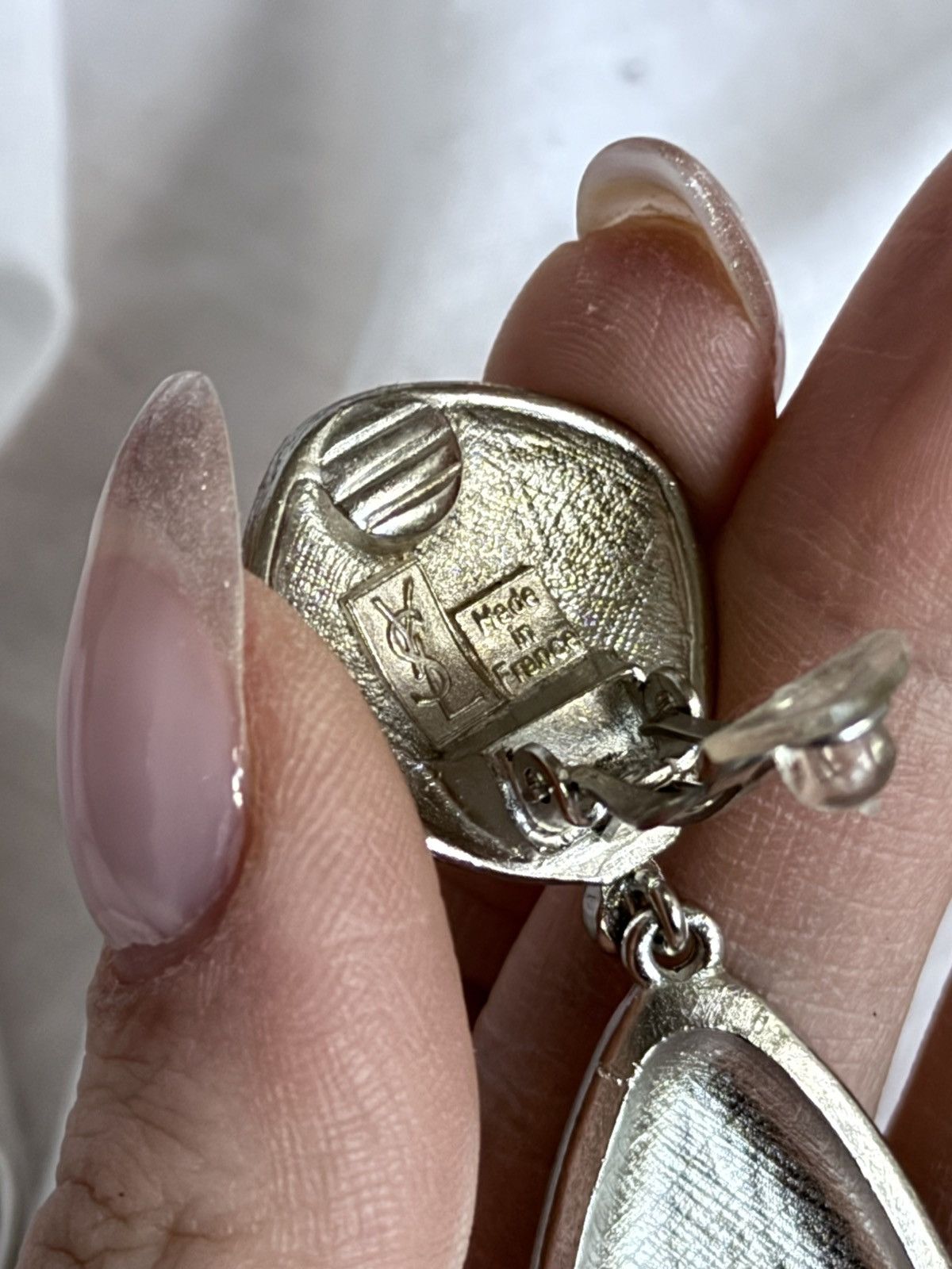 Yves Saint Laurent Yves Saint Laurent YSL Vintage Silver Tones Earrings Clips Size ONE SIZE - 4 Thumbnail