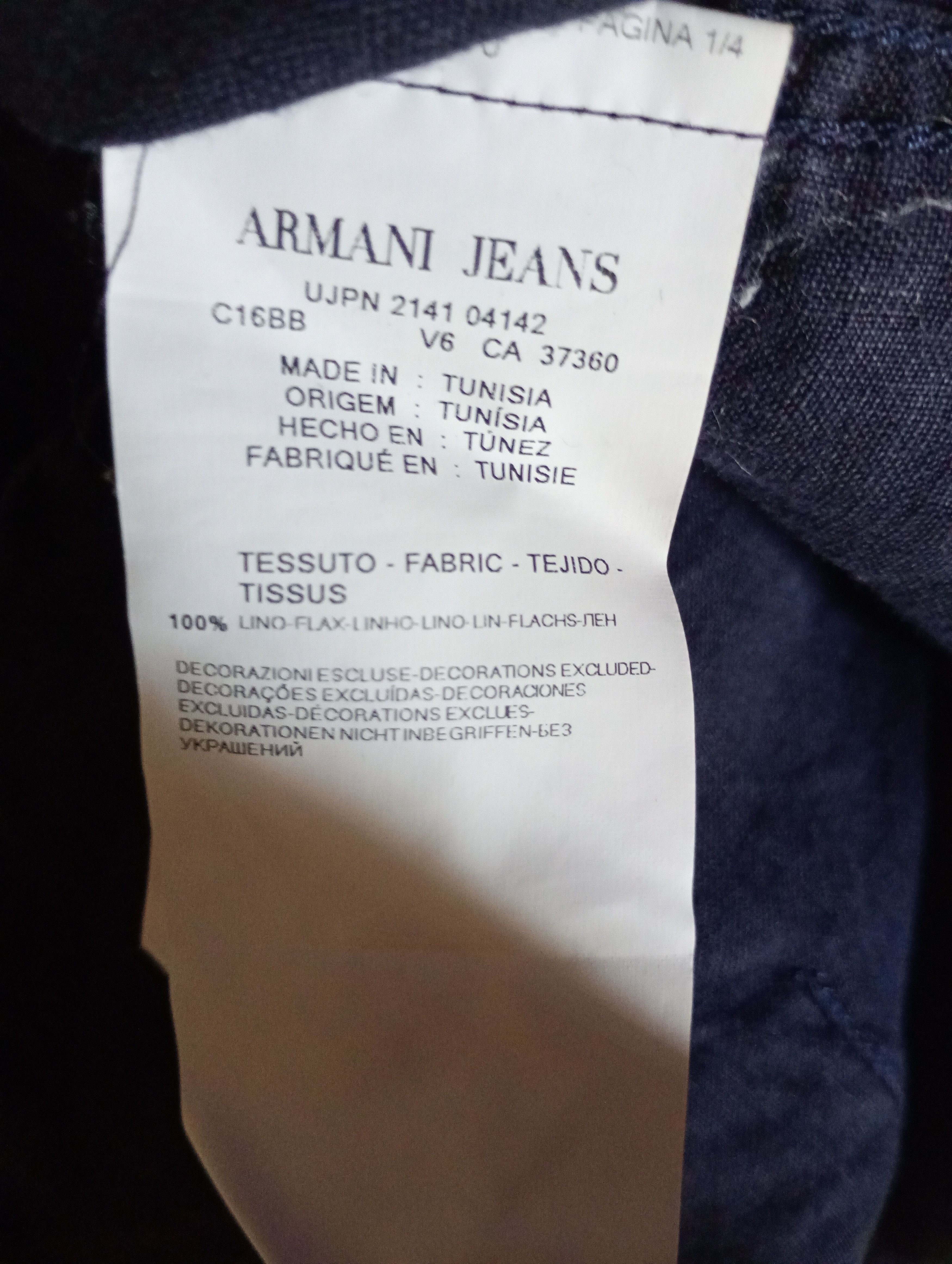 Armani Armani Jeans Linen Shirt Size US XL / EU 56 / 4 - 12 Thumbnail