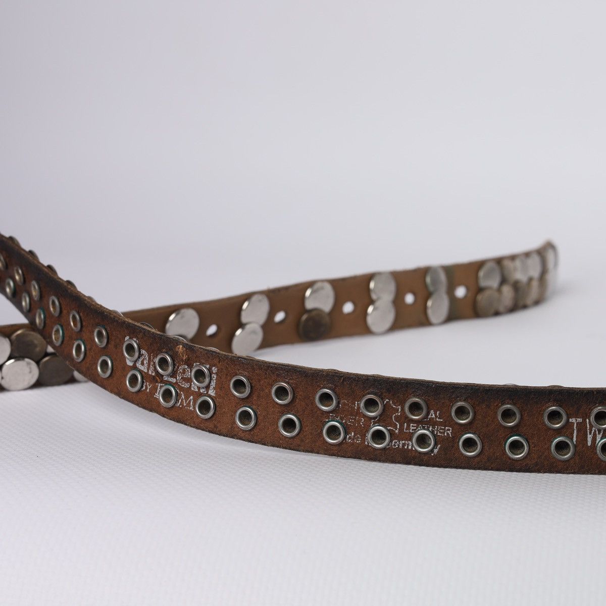 Vintage Vintage leather brown belt punk rhinestone y2k avantgarde Size ONE SIZE - 4 Thumbnail