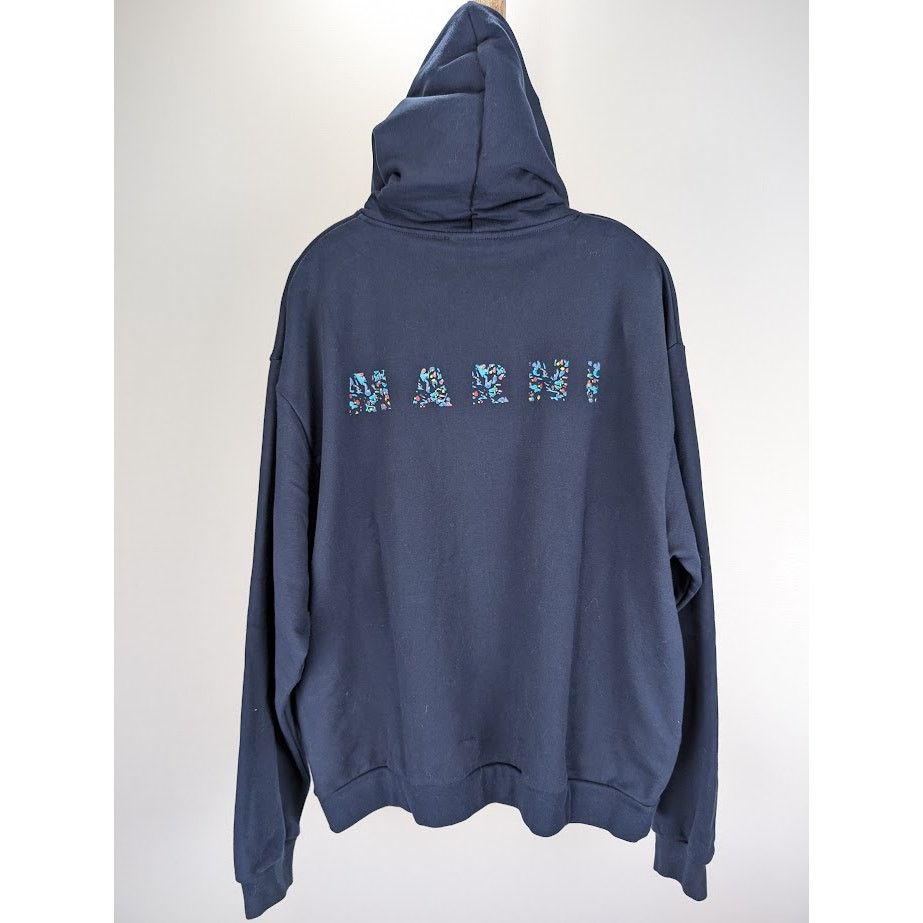 Marni o1rshd1 Floral Logo Loopback Organic Cotton Jersey Hoodie Size US S / EU 44-46 / 1 - 1 Thumbnail
