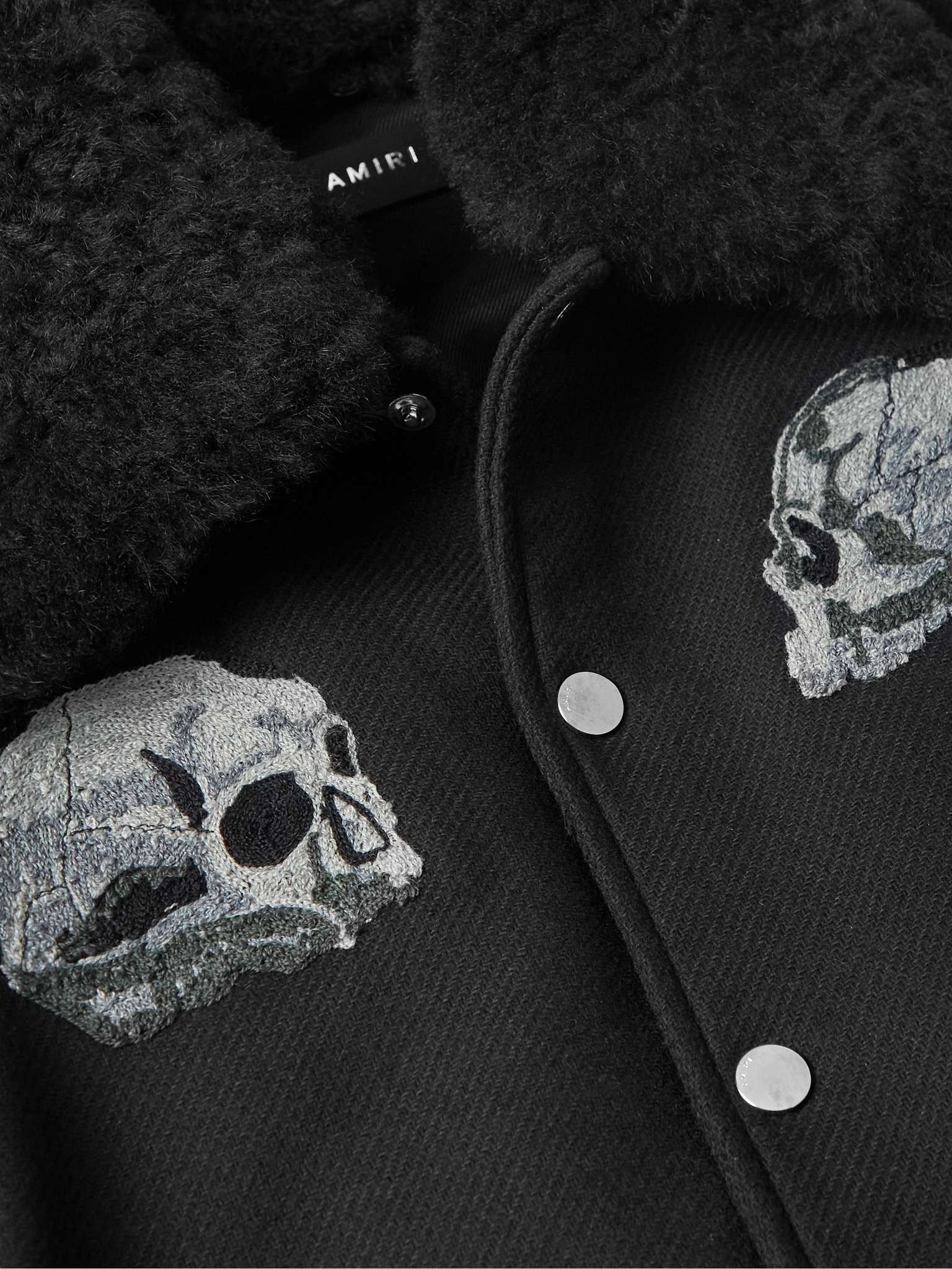Amiri × Wes Lang o1w1db11224 Leather-Trimmed Wool-Blend Twill Varsity Jacket Size US S / EU 44-46 / 1 - 5 Thumbnail