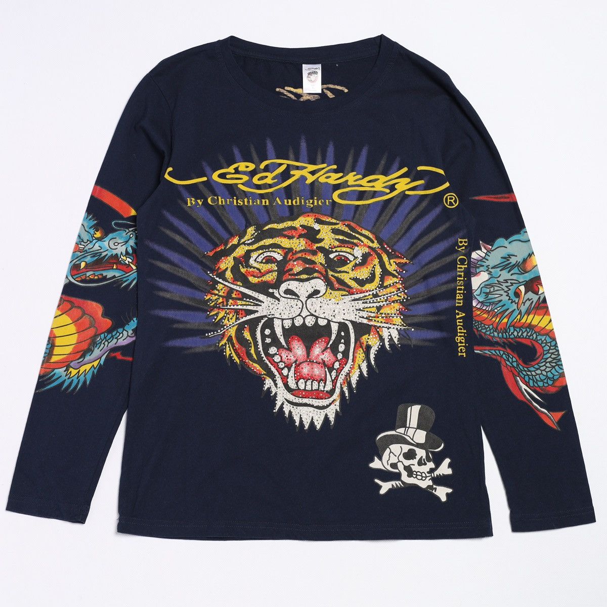 Ed Hardy Ed Hardy Christian Audigier Tattoo Overprinted Longsleeve Size L / US 10 / IT 46 - 1 Thumbnail