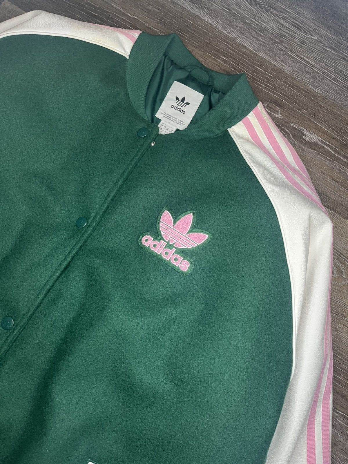 Adidas Green/Pink Adidas Varsity Vintage Style Jacket Button up Size US L / EU 52-54 / 3 - 5 Thumbnail