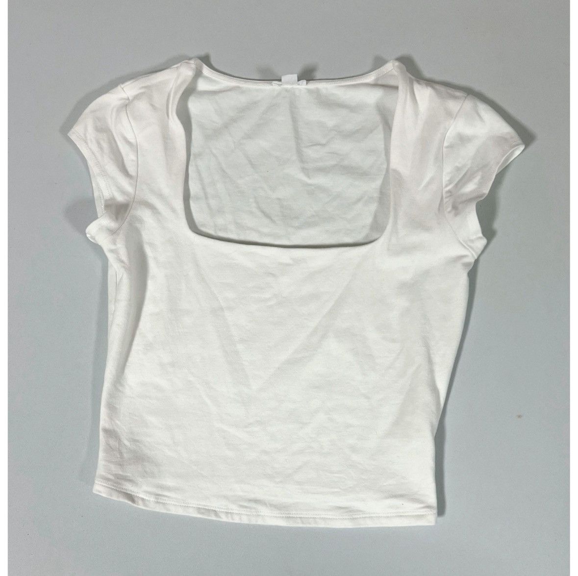 Garage Garage White Solid Square-Neck Shirt Top Blouse Tee Size S 🤍 Size S / US 4 / IT 40 - 1 Thumbnail