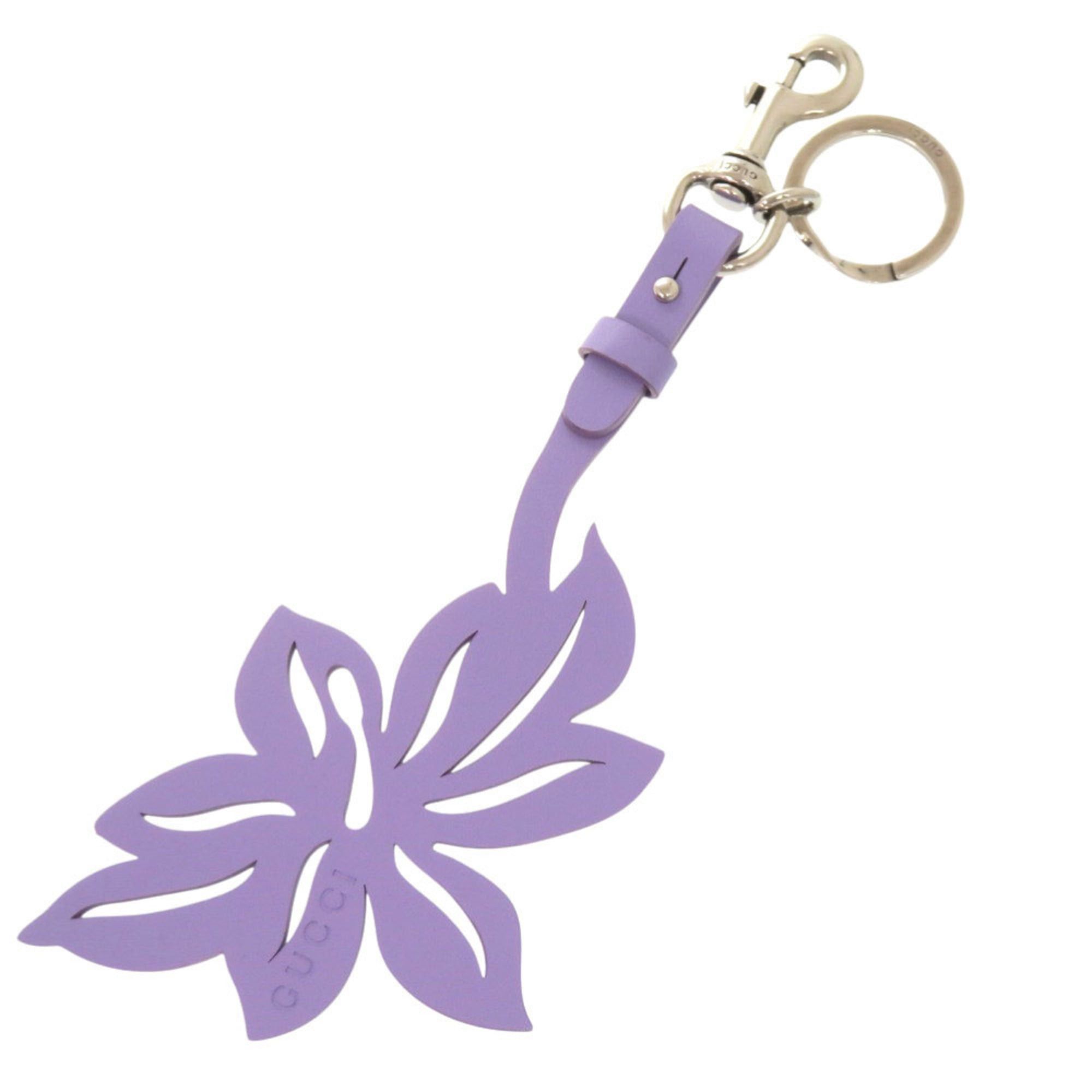 Gucci Gucci Flower Motif Leather Purple Keychain 1492 GUCCI Size ONE SIZE - 1 Thumbnail