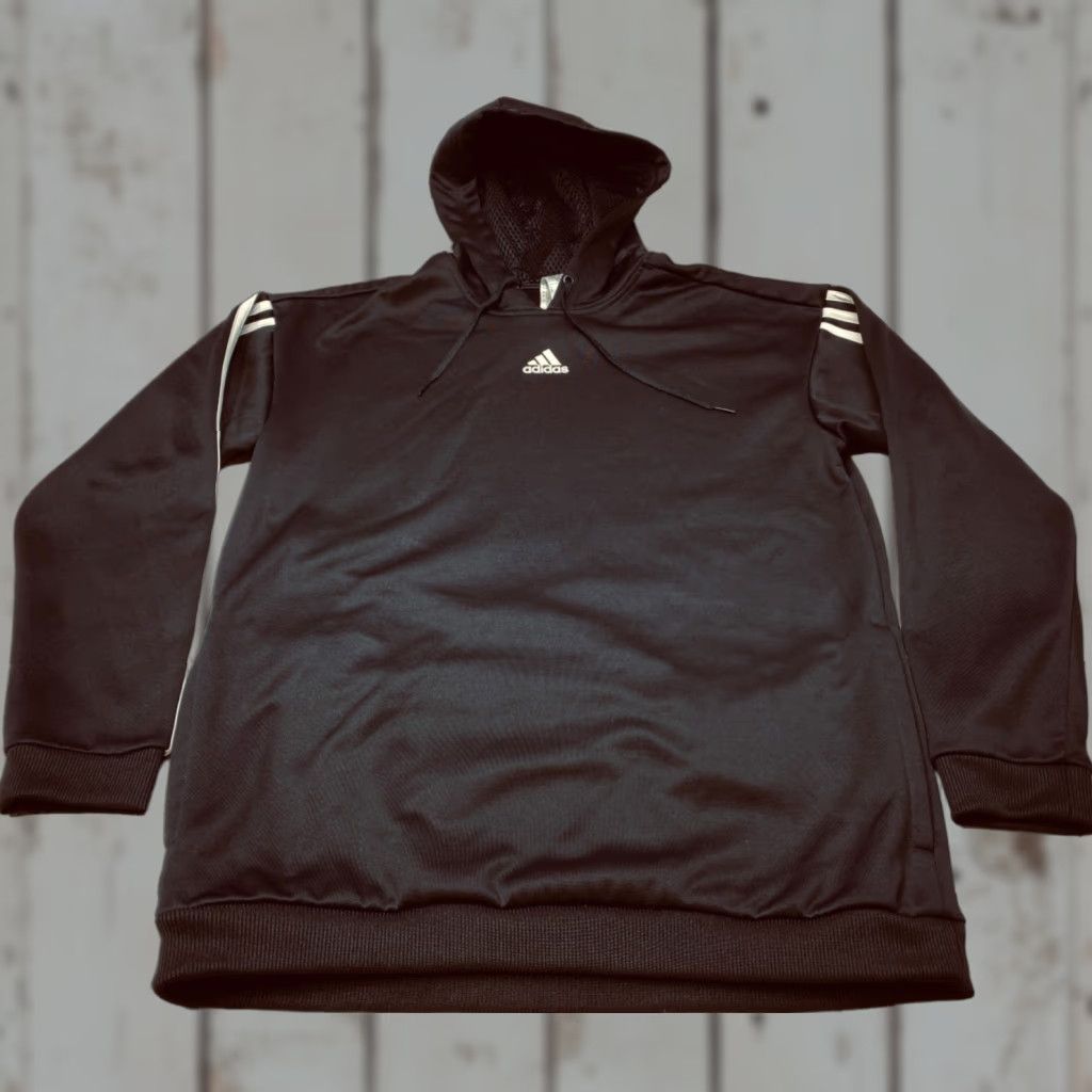 Adidas Adidas Hoodie Men's Medium Black White Stripe Pockets Fleece Lined 7527 Size US M / EU 48-50 / 2 - 1 Thumbnail